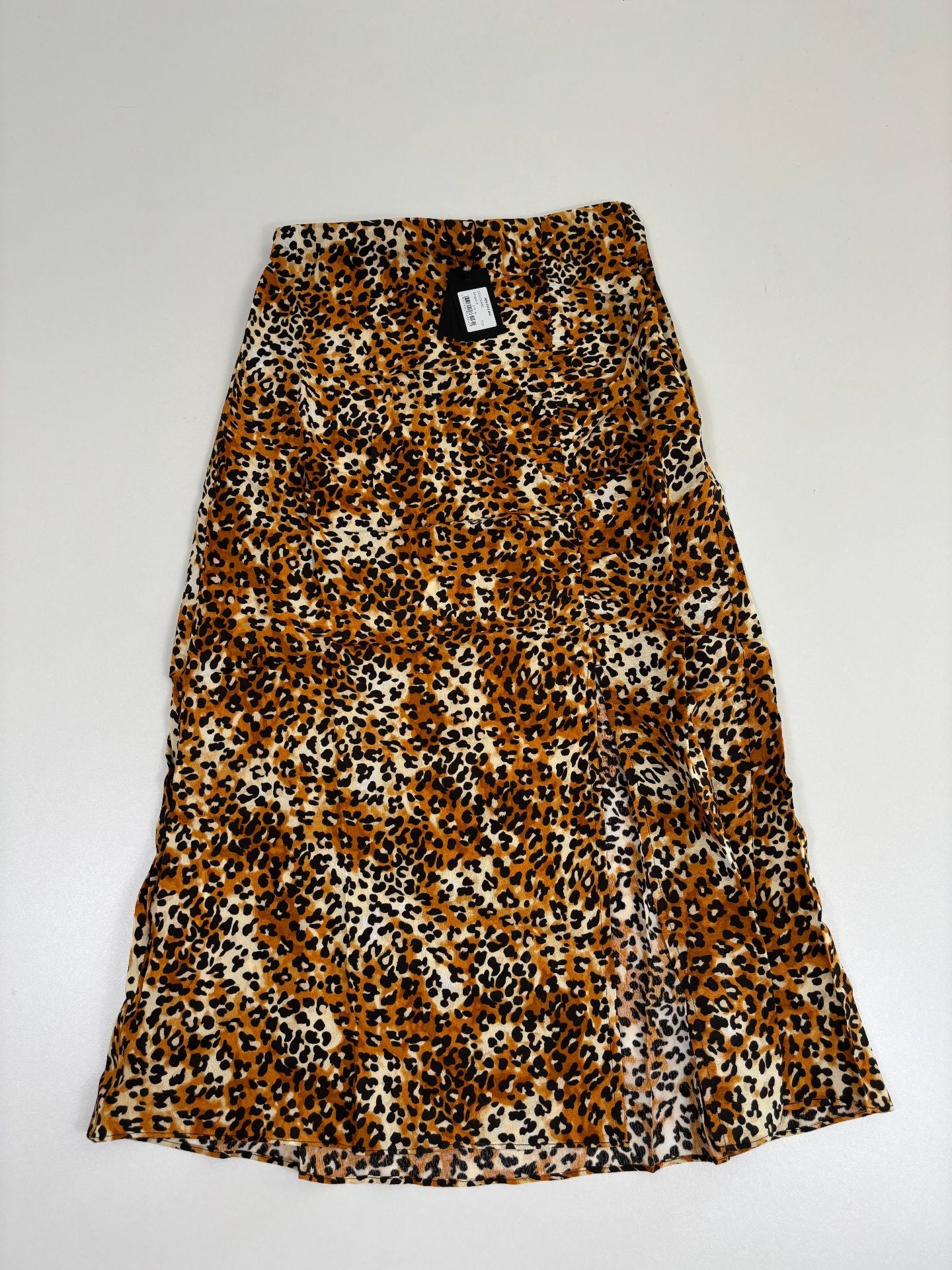Jupe midi léopard Maje viscose évasée fente – T.34 – Neuve-2