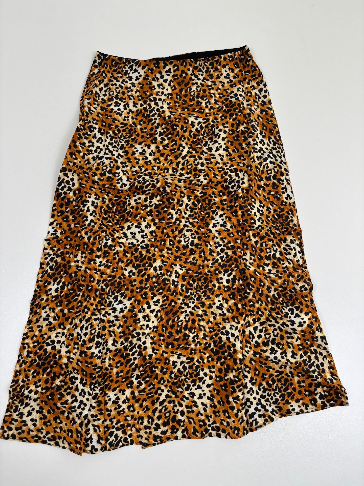 Jupe midi léopard Maje viscose évasée fente – T.34 – Neuve-5