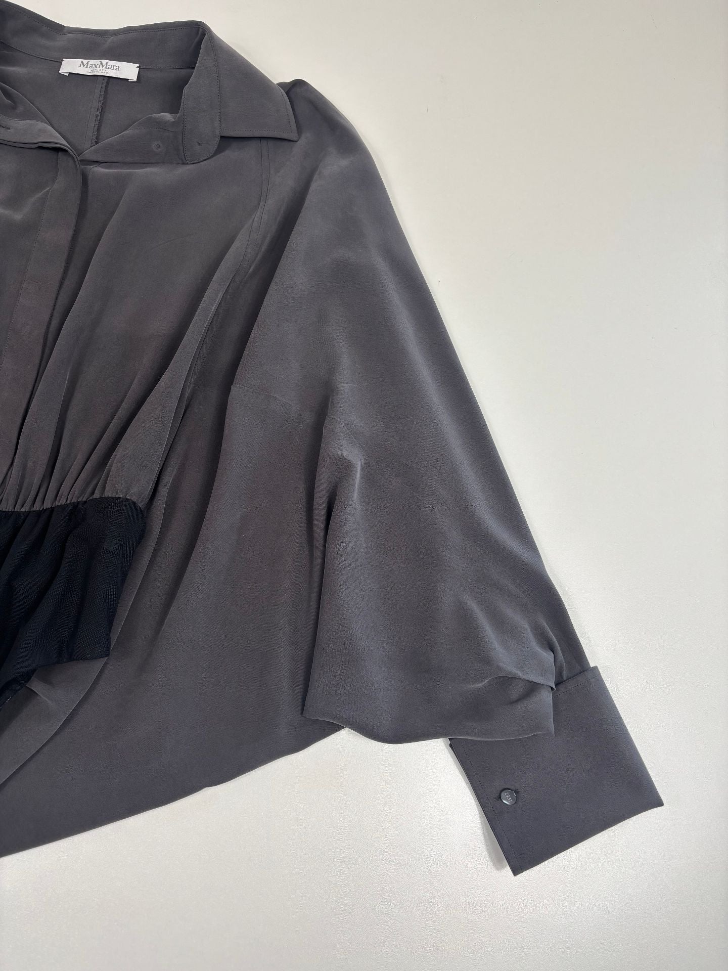 Body Max Mara en soie gris anthracite à manches chauve-souris – T.42-3