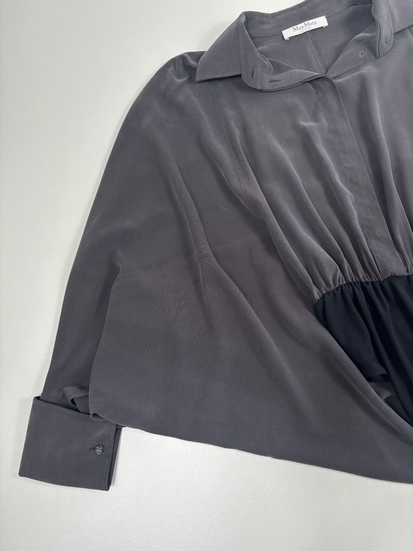 Body Max Mara en soie gris anthracite à manches chauve-souris – T.42-5