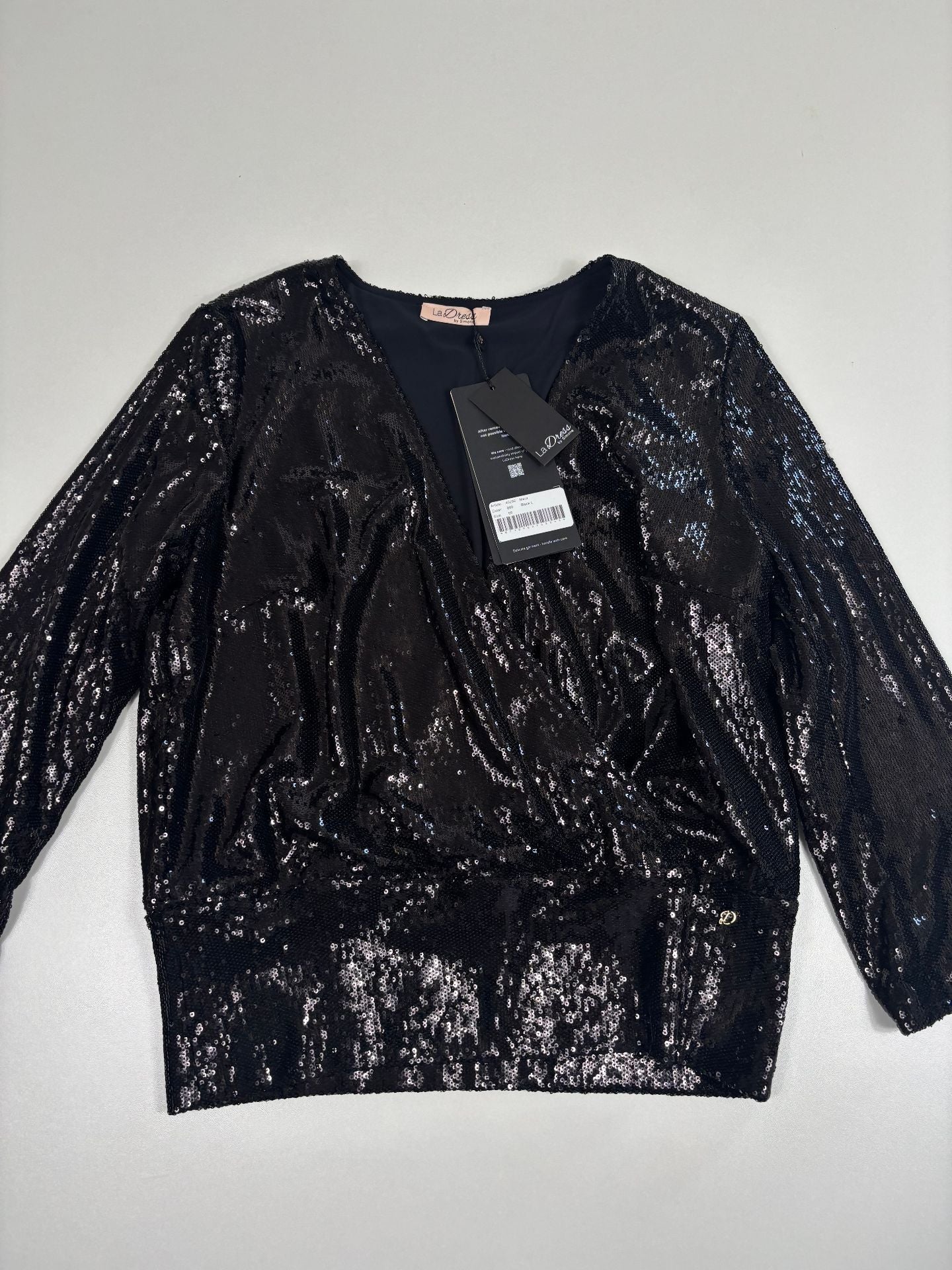 Haut LaDress by Simone Mara à sequins noirs cache-cœur – T.L-3