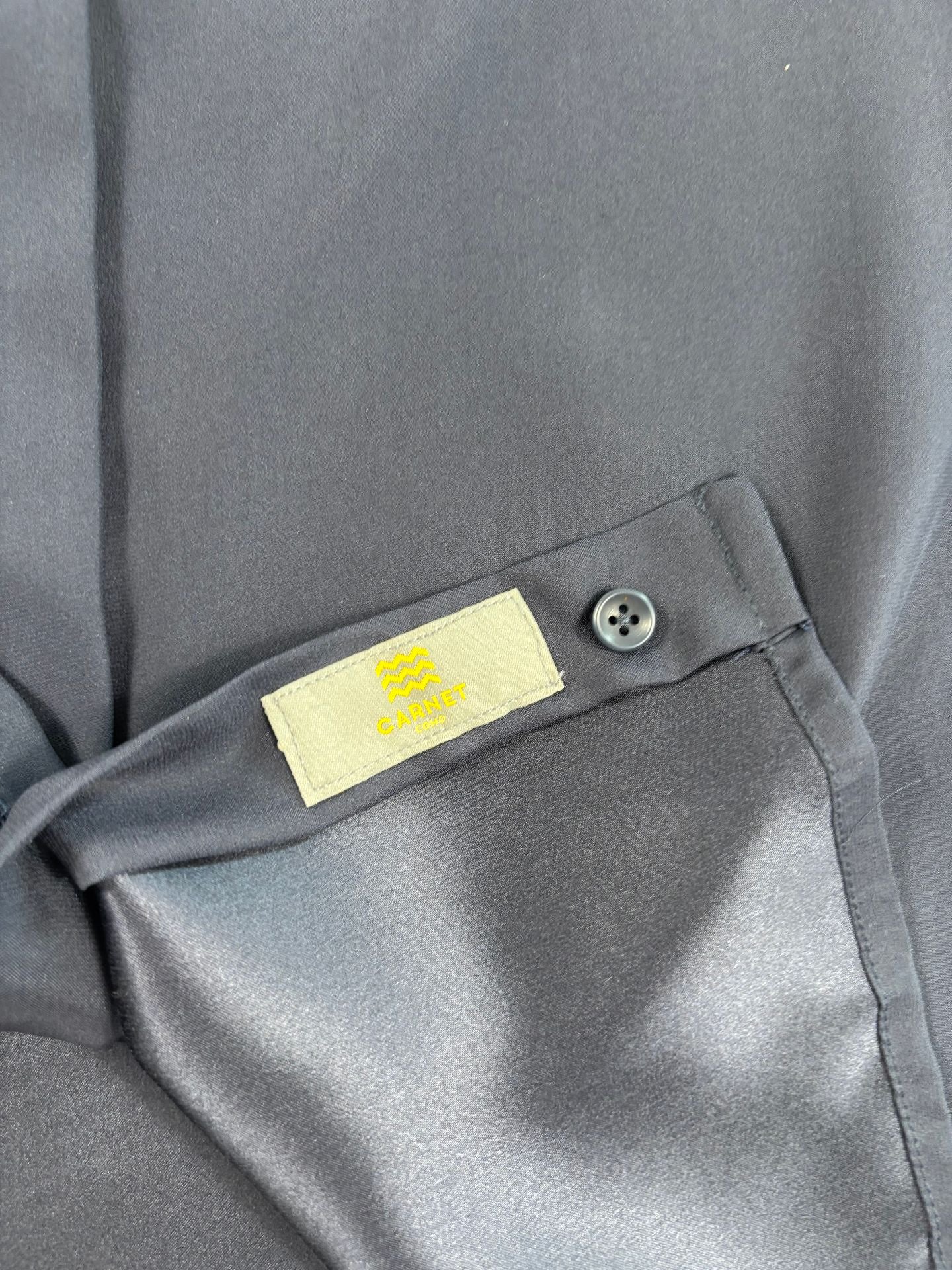 Chemise Delle Piane en soie marine à patte dissimulée – T.40/L-5