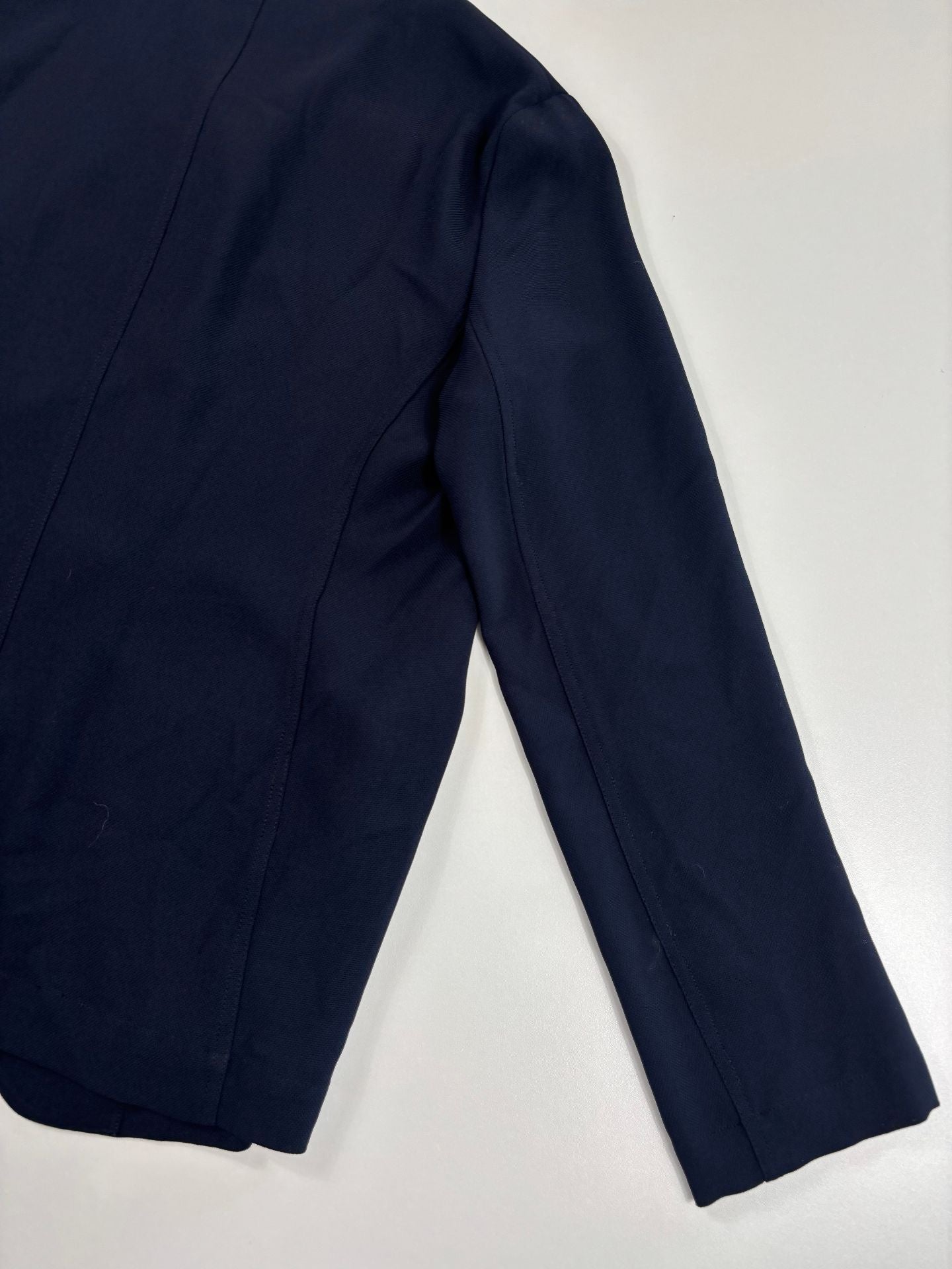 Veste Emporio Armani crêpe bleu marine col officier 4 boutons poches plaquées – T.40-6