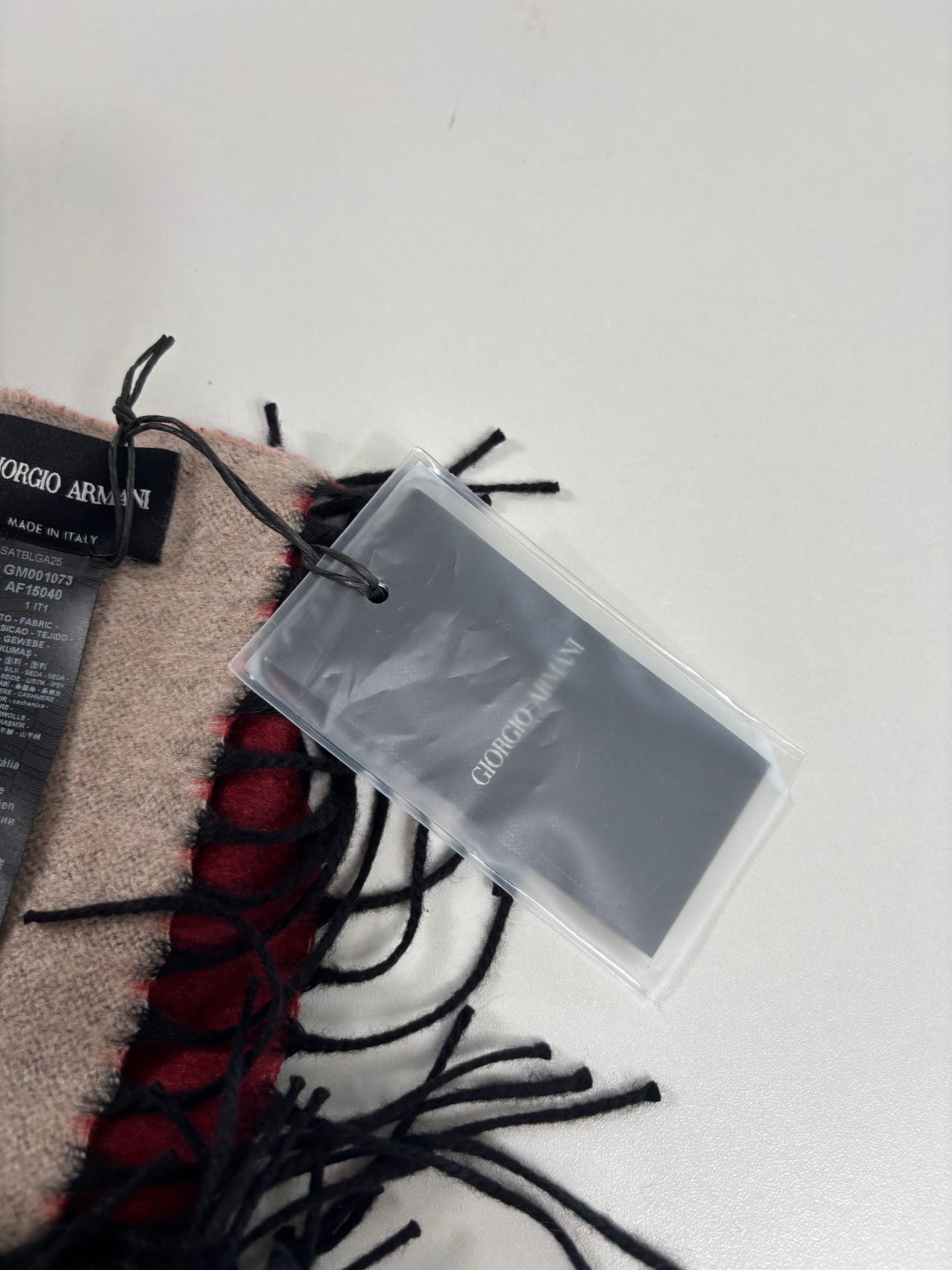 Étole Giorgio Armani double face soie cachemire beige bordeaux – 190×140 cm-3