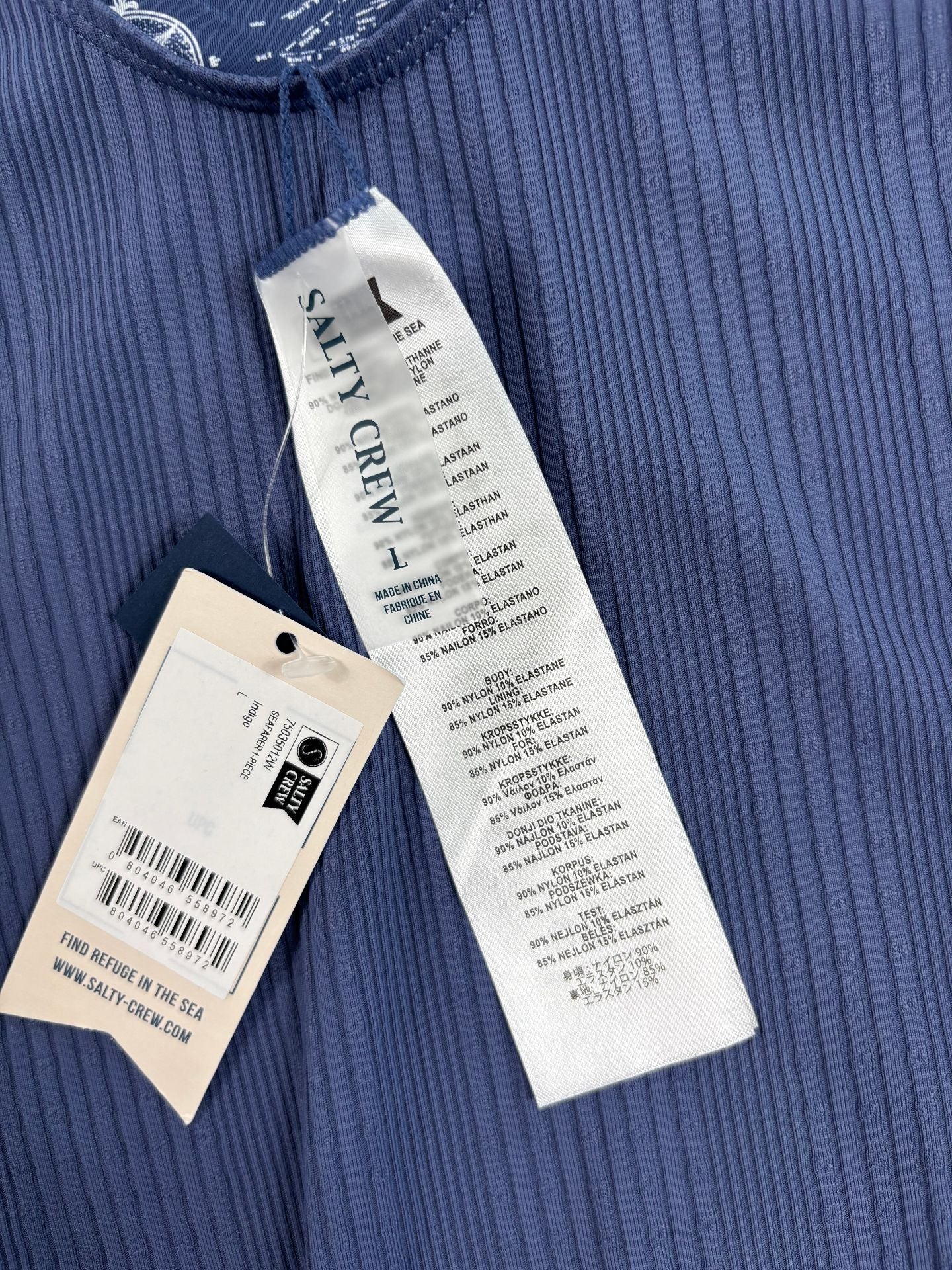 Maillot une pièce Salty Crew Seafarer côtelé indigo – T.L-6