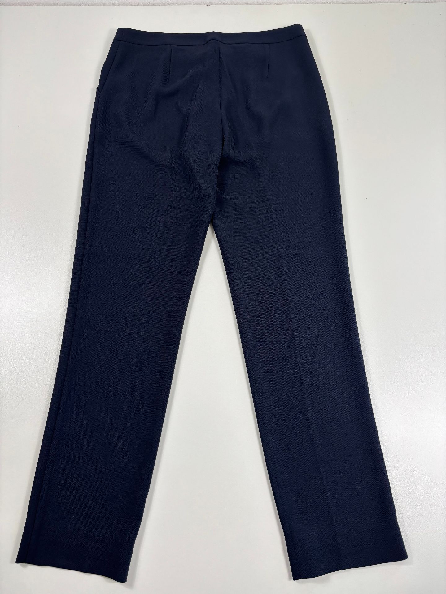 Pantalon droit Emporio Armani canneté bleu marine taille haute – T.40-6