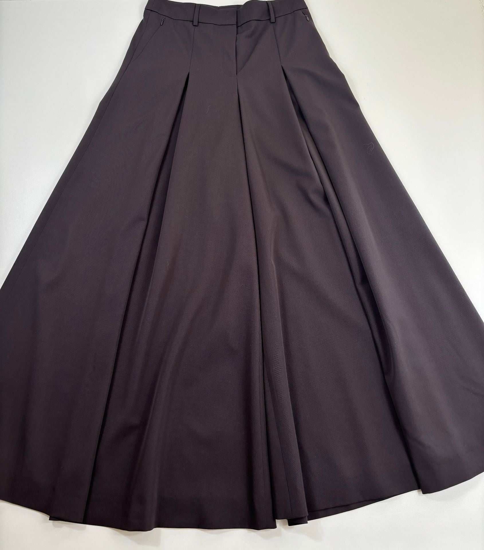 Pantalon Akris Cassie en laine marron coupe palazzo – T.38-2