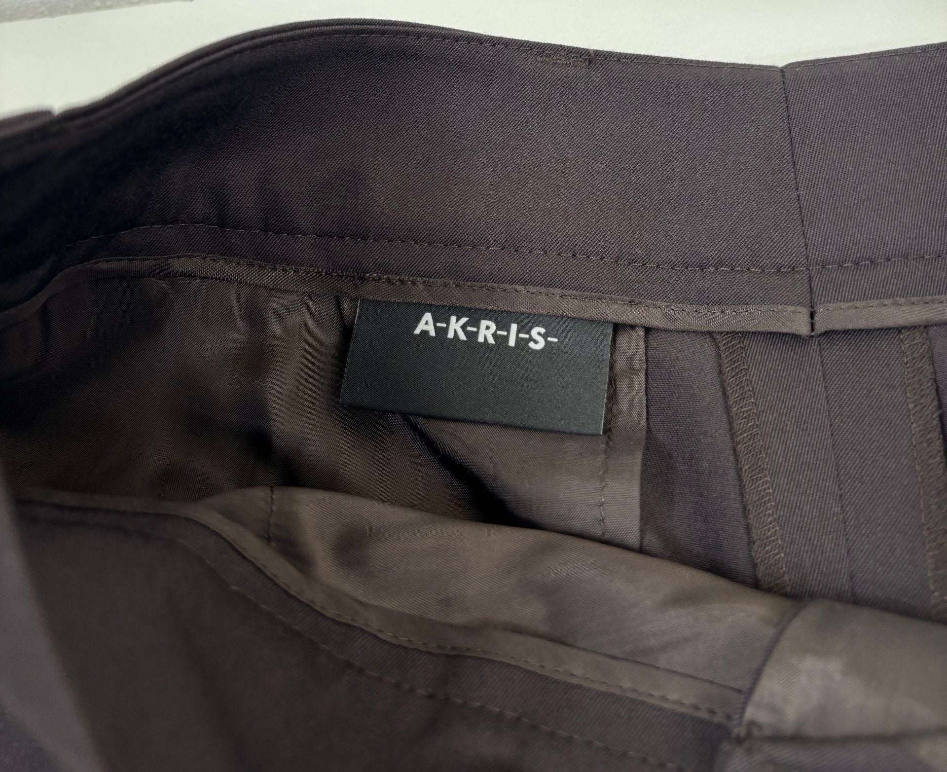 Pantalon Akris Cassie en laine marron coupe palazzo – T.38-6