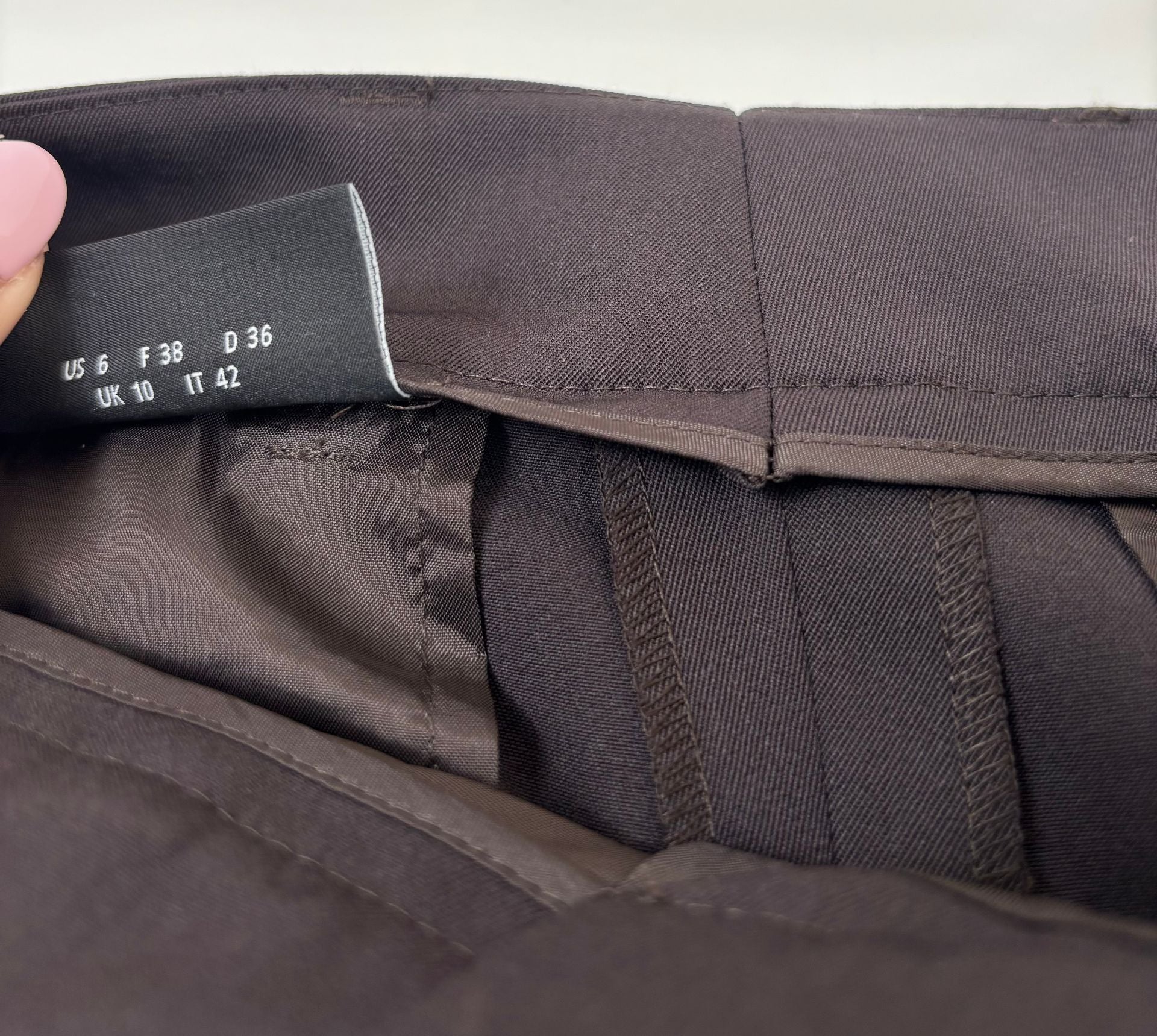 Pantalon Akris Cassie en laine marron coupe palazzo – T.38-7