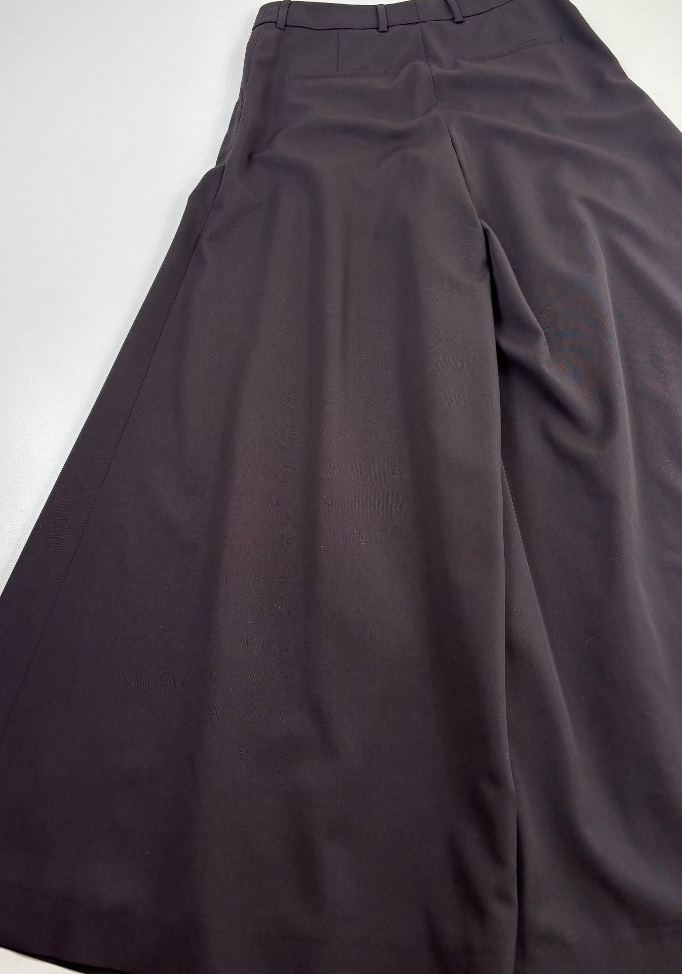 Pantalon Akris Cassie en laine marron coupe palazzo – T.38-10