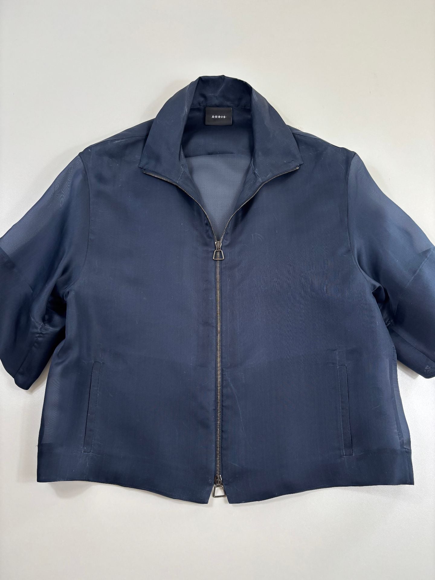 Veste Akris Philia en organza de soie marine – T.40-6