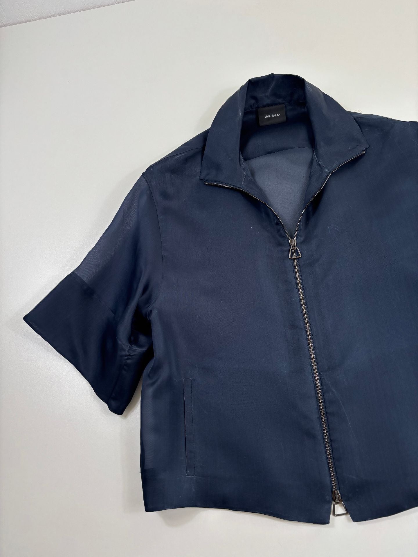 Veste Akris Philia en organza de soie marine – T.40-2