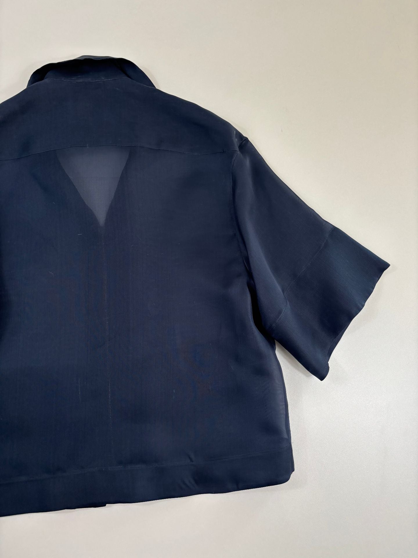 Veste Akris Philia en organza de soie marine – T.40-8