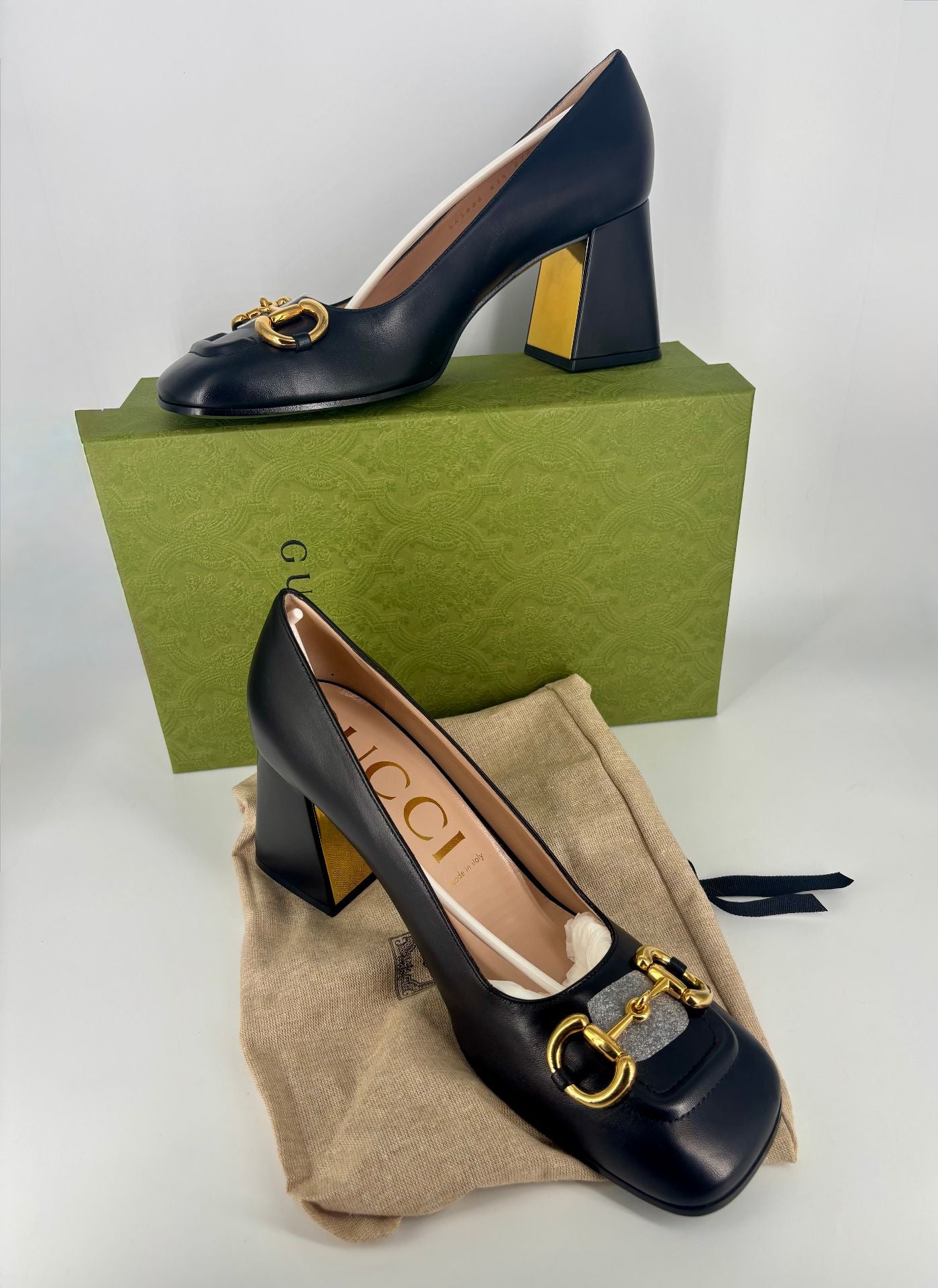 Escarpins slingback Horsebit en cuir noir – Gucci – Taille 41-2