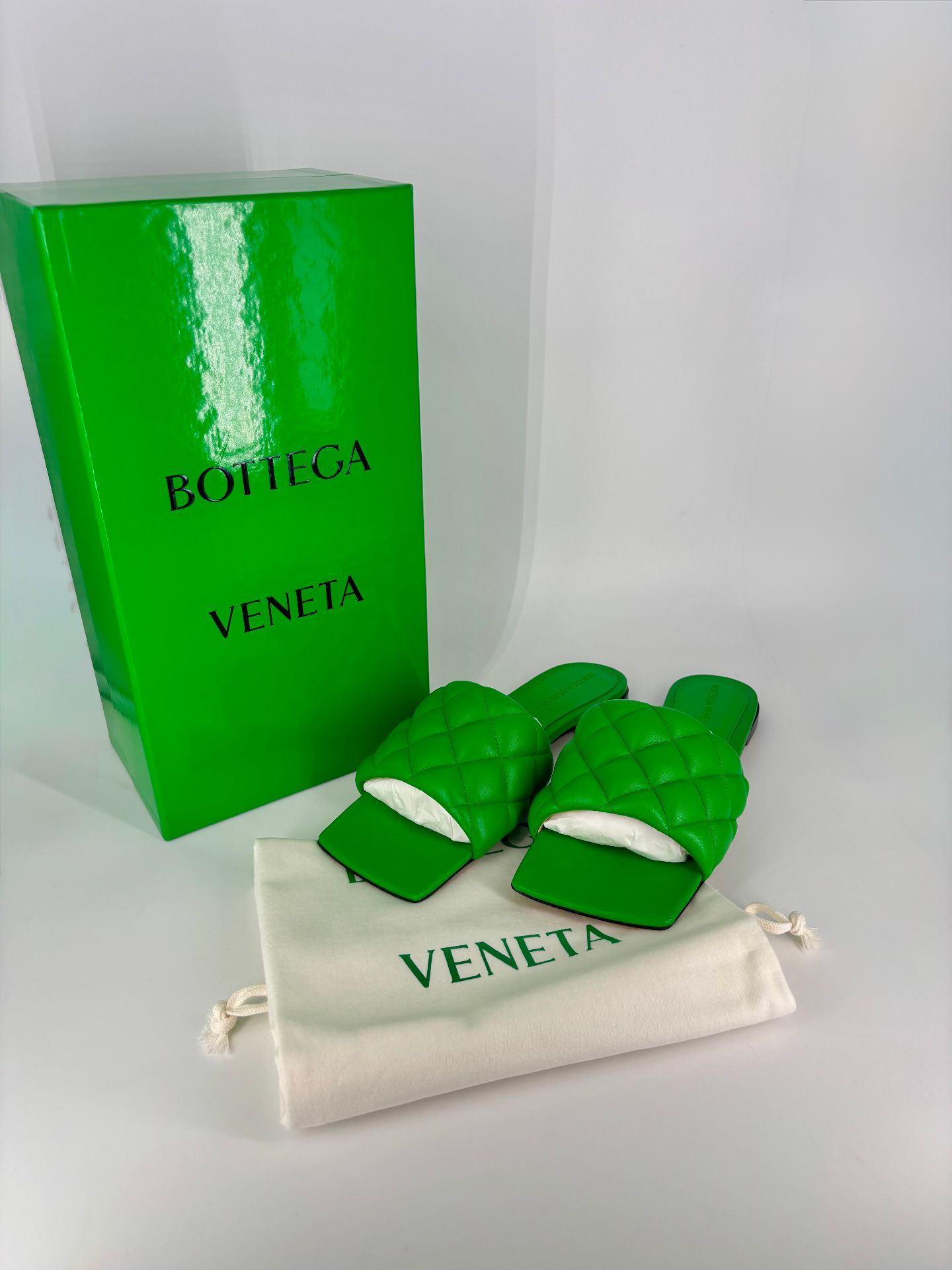 Sandales Bottega Veneta Padded Flat cuir agneau matelassé vert – T.38-2
