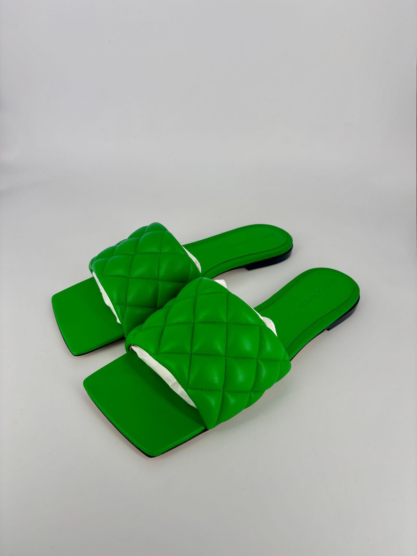 Sandales Bottega Veneta Padded Flat cuir agneau matelassé vert – T.38-3