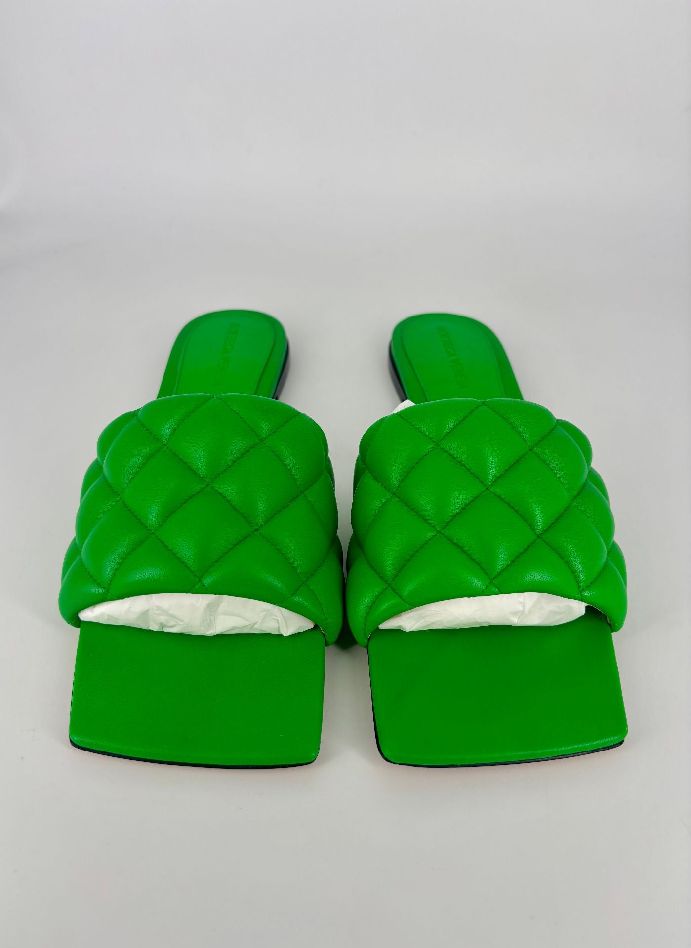 Sandales Bottega Veneta Padded Flat cuir agneau matelassé vert – T.38-6