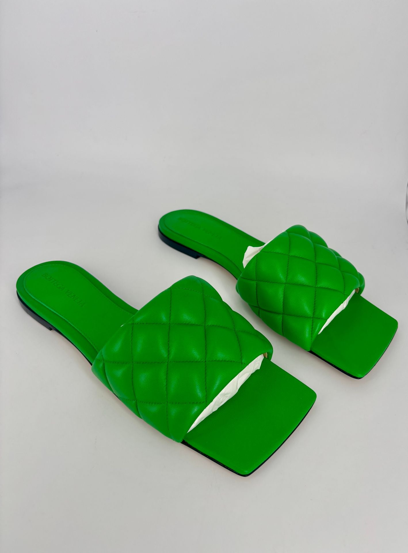 Sandales Bottega Veneta Padded Flat cuir agneau matelassé vert – T.38-7