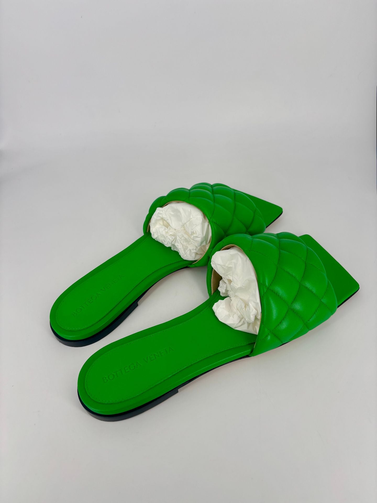 Sandales Bottega Veneta Padded Flat cuir agneau matelassé vert – T.38-9