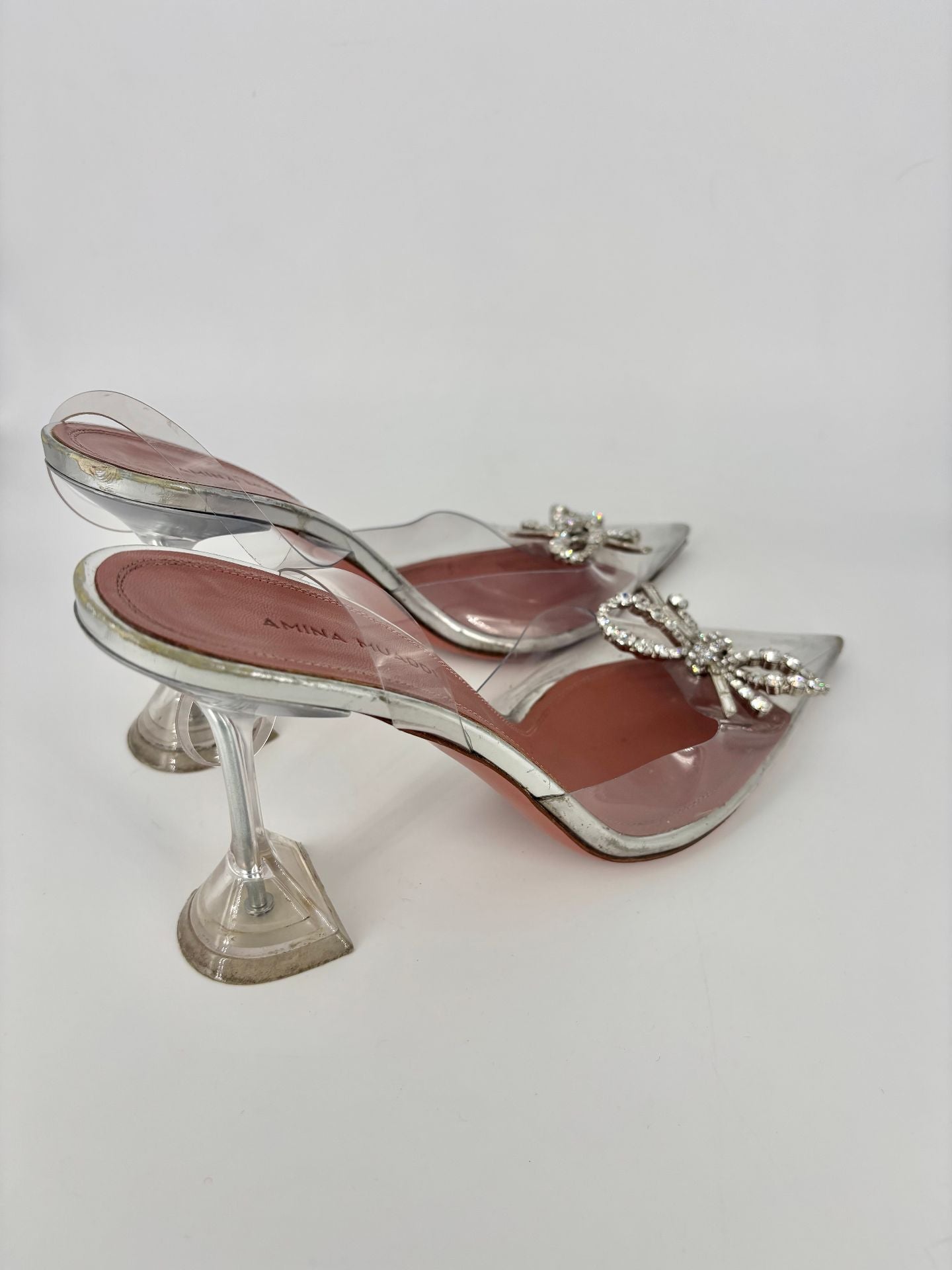 Escarpins PVC transparent & argenté – Amina Muaddi – Taille 39,5-5