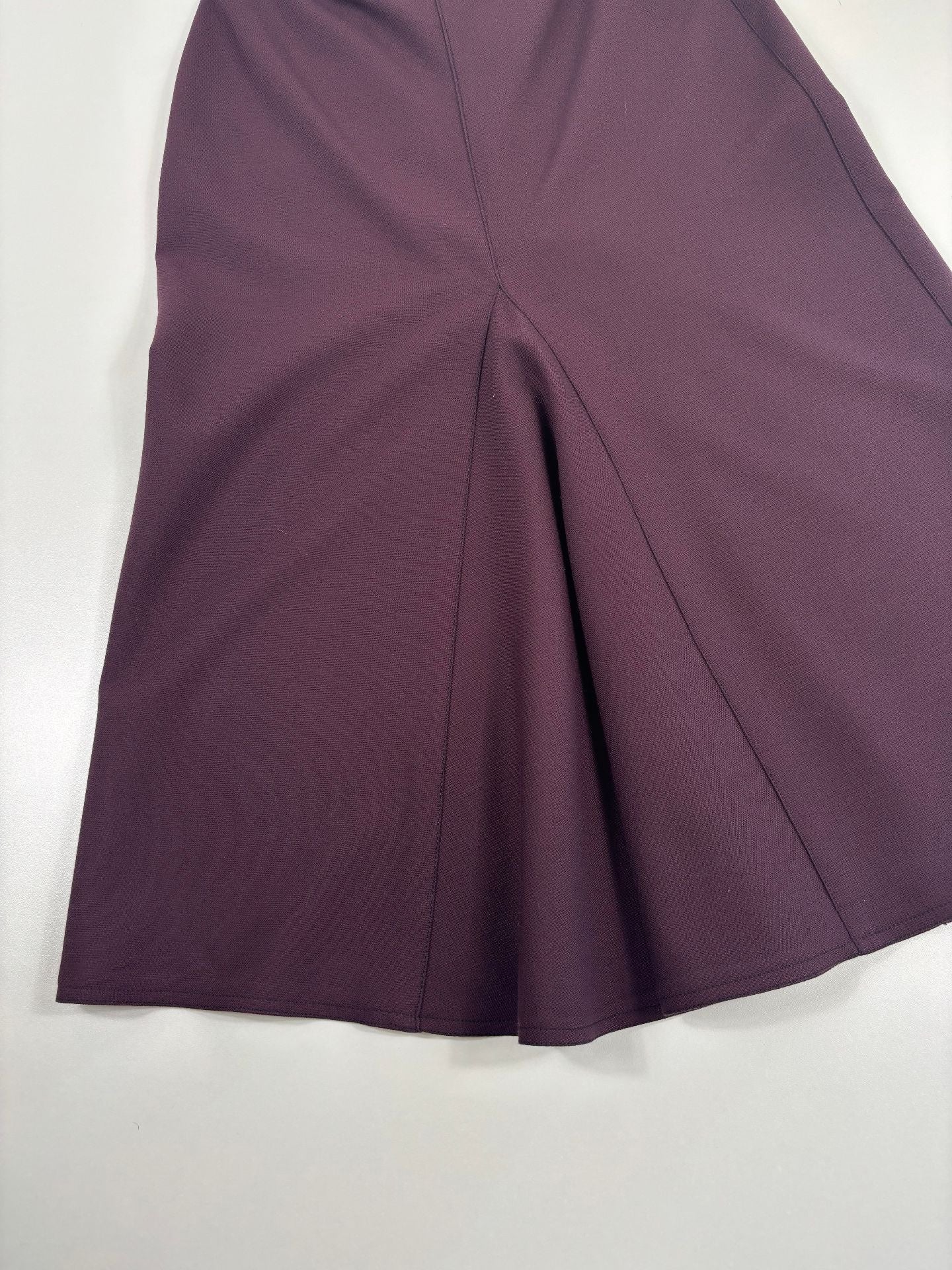 Jupe midi évasée crêpe prune coutures en V godets coupe architecturale – DidierAngelo – Taille 38/40-3