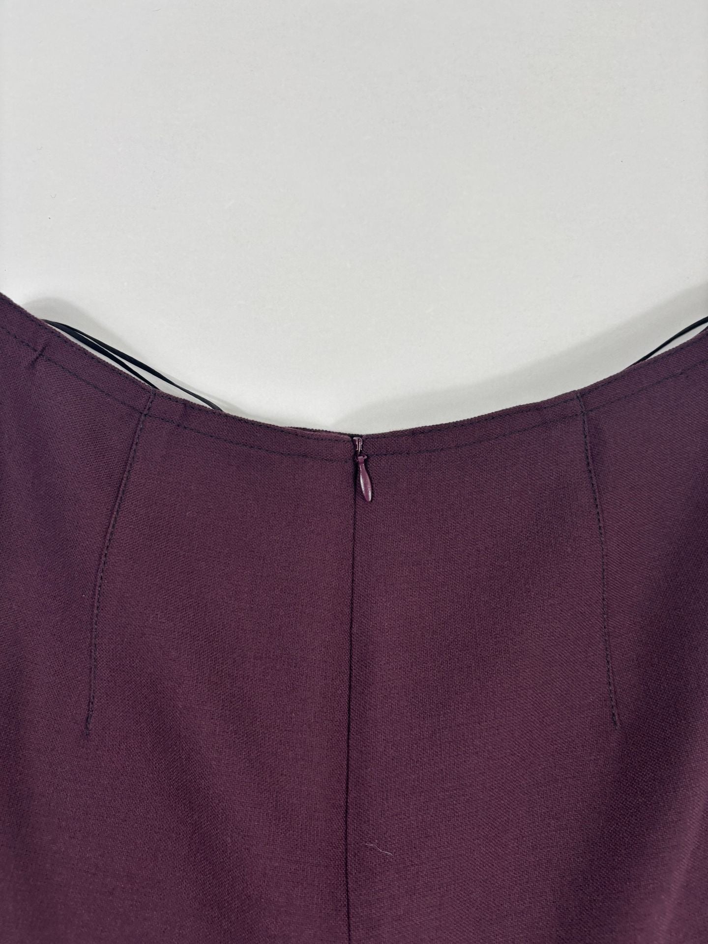 Jupe midi évasée crêpe prune coutures en V godets coupe architecturale – DidierAngelo – Taille 38/40-6