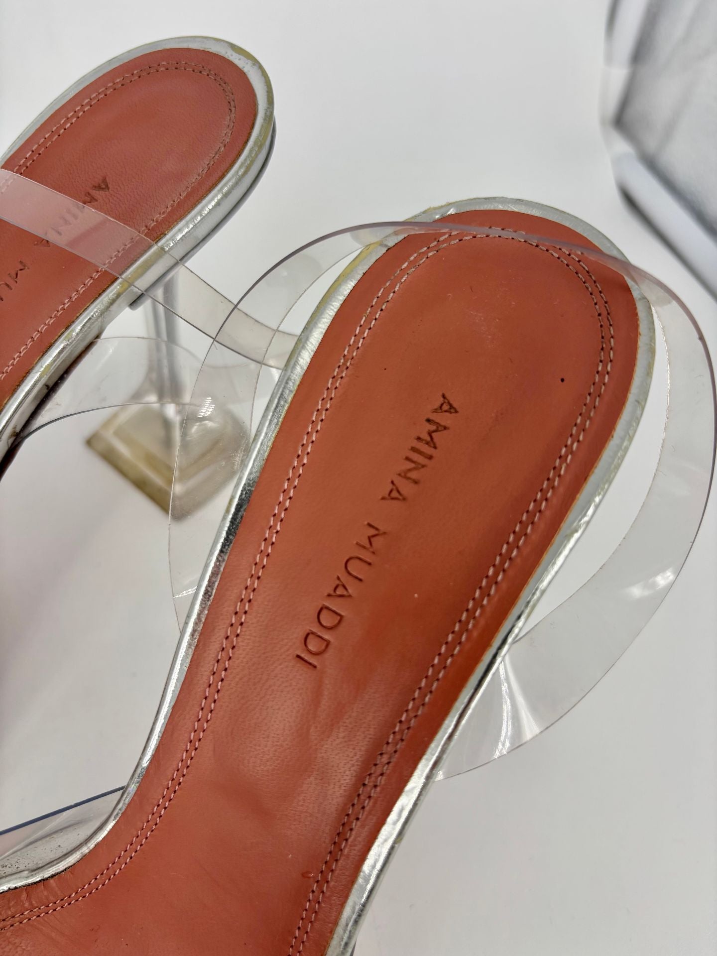 Escarpins PVC transparent & argenté – Amina Muaddi – Taille 39,5-6