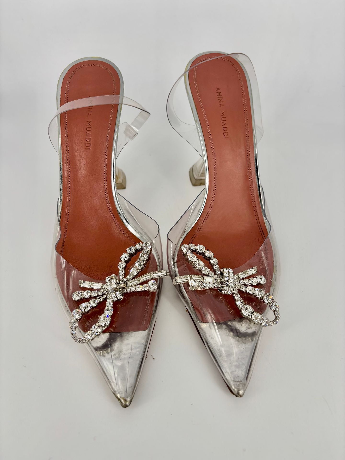 Escarpins PVC transparent & argenté – Amina Muaddi – Taille 39,5-7