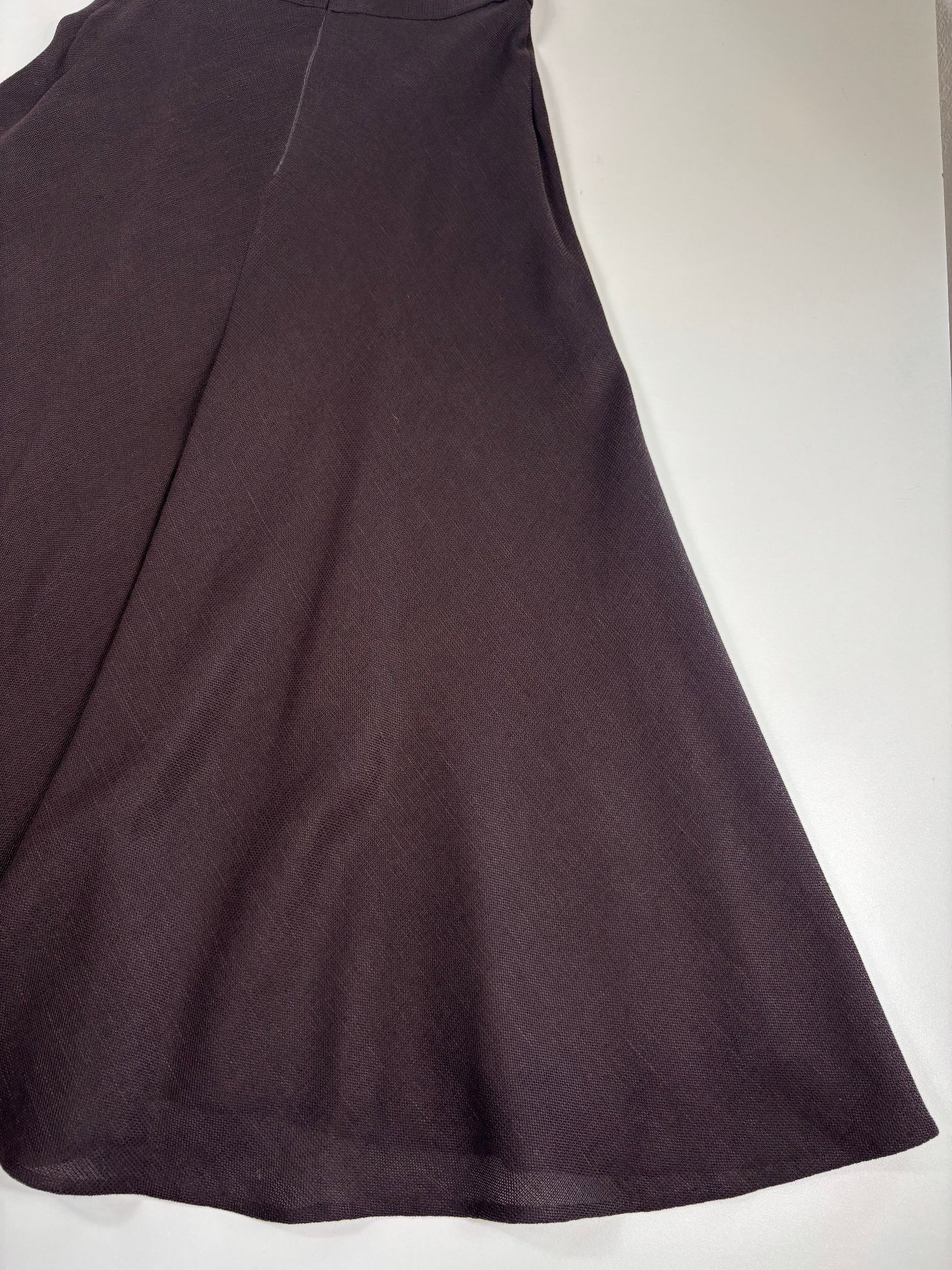 Jupe midi évasée tissage ouvert ajouré marron semi-transparent – Akris – Taille 40-8