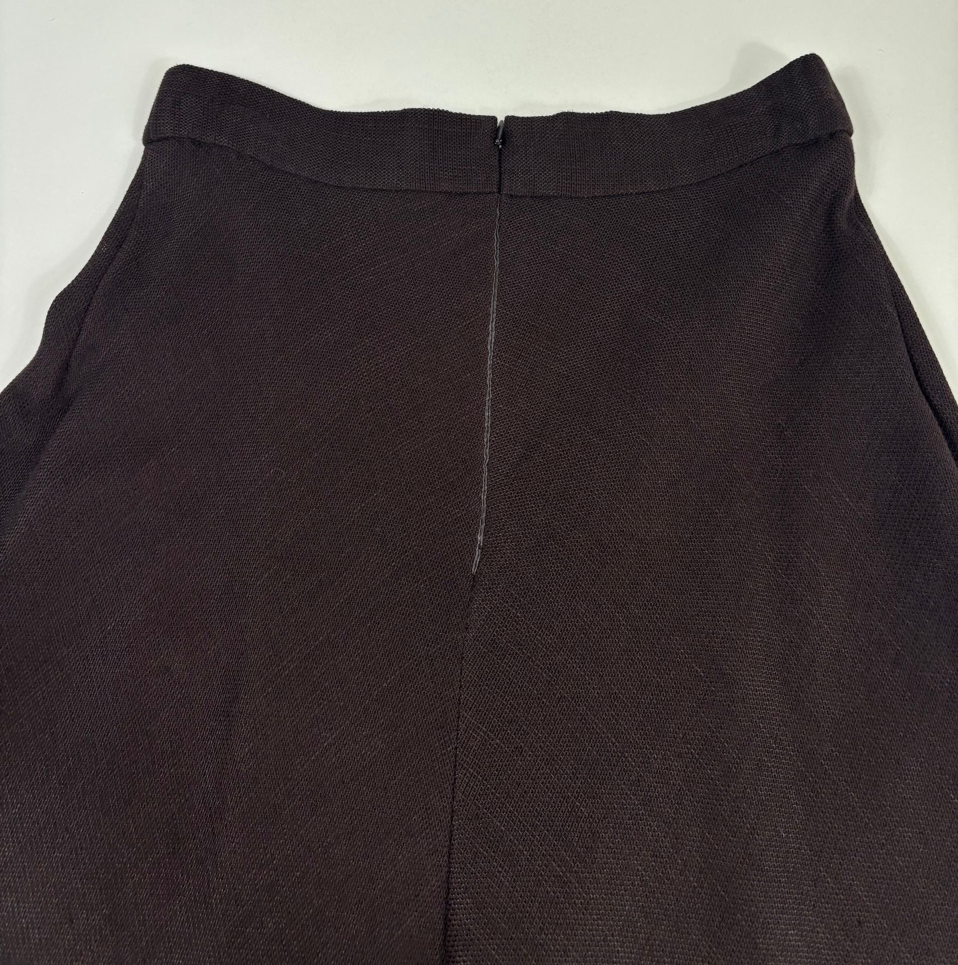 Jupe midi évasée tissage ouvert ajouré marron semi-transparent – Akris – Taille 40-9
