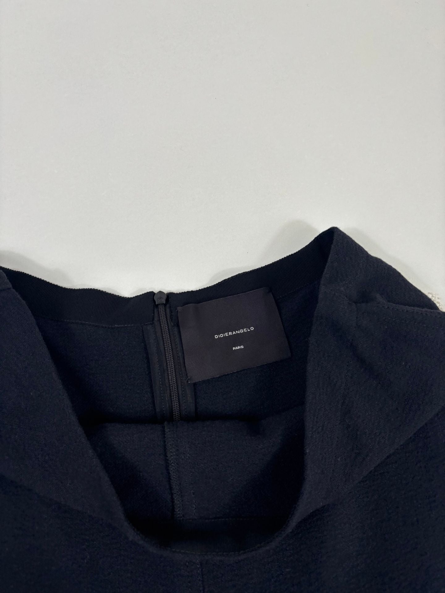 Jupe midi évasée crêpe bleu marine coutures en V godets – DidierAngelo – Taille L-5