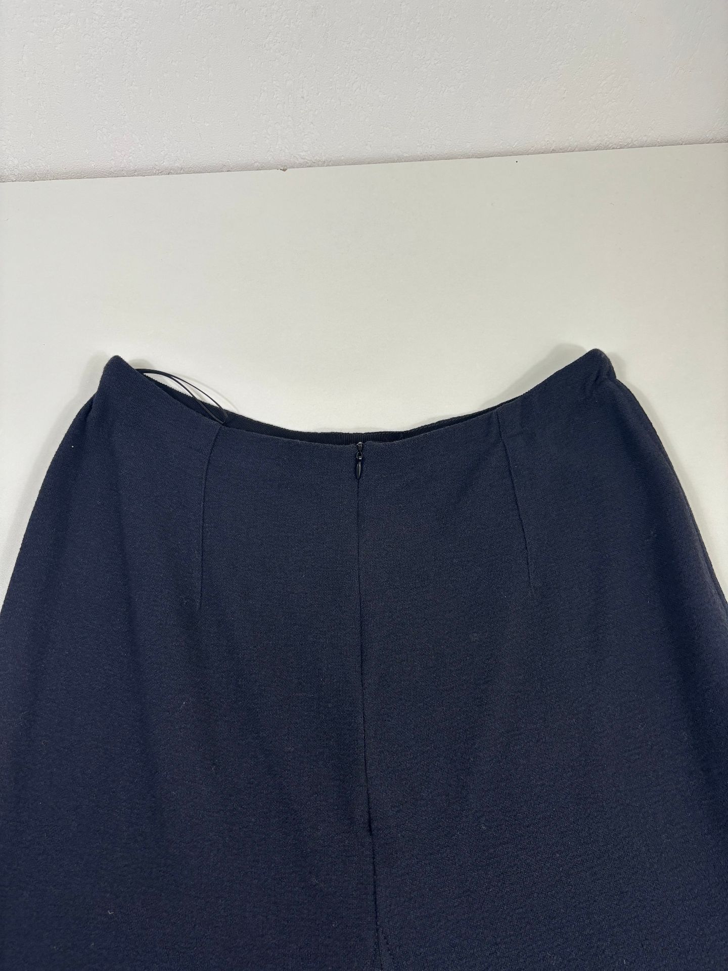 Jupe midi évasée crêpe bleu marine coutures en V godets – DidierAngelo – Taille L-7