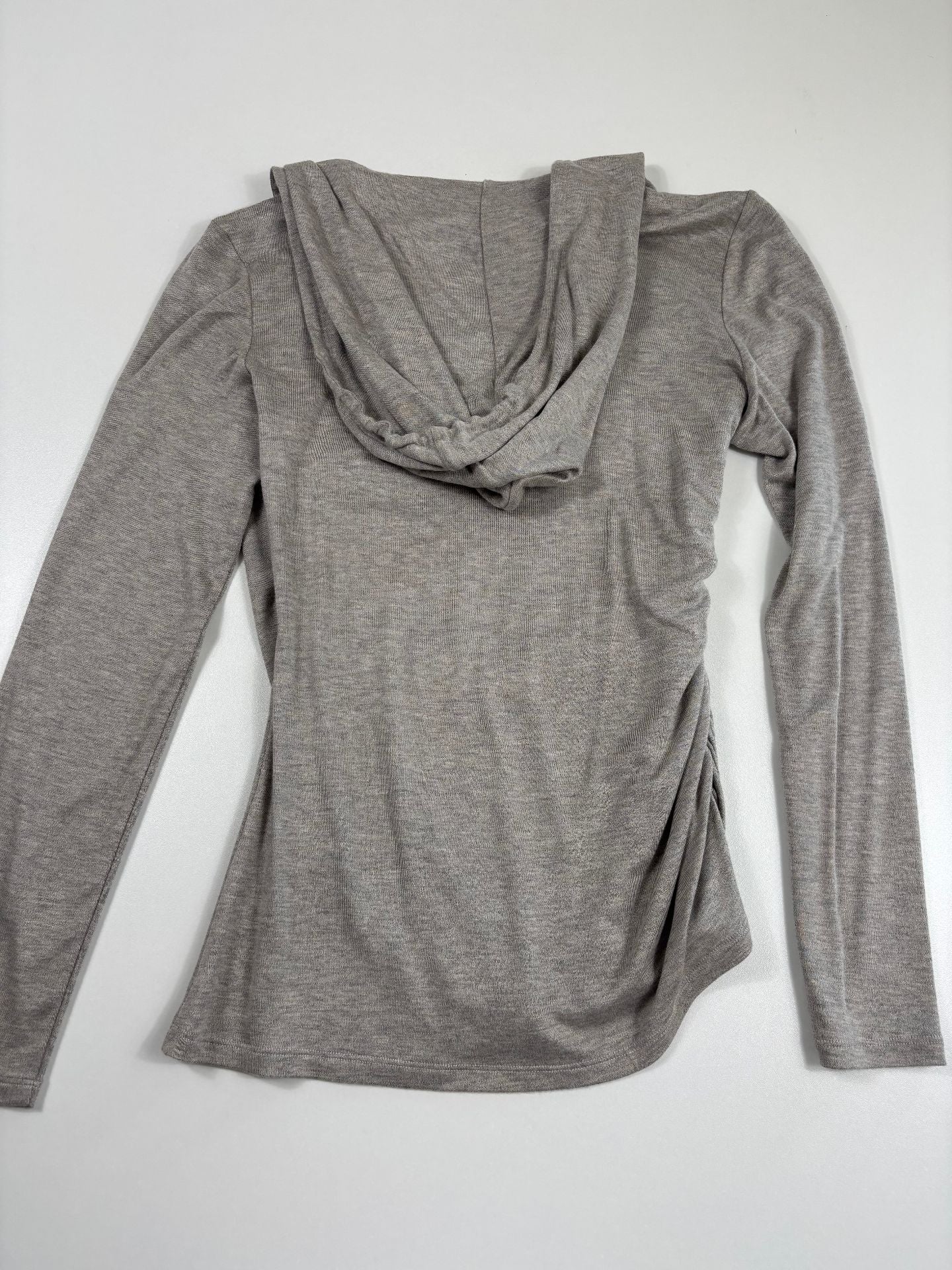Top à capuche jersey gris chiné drapé croisé  – Ralph Lauren Purple Label – Taille L-6