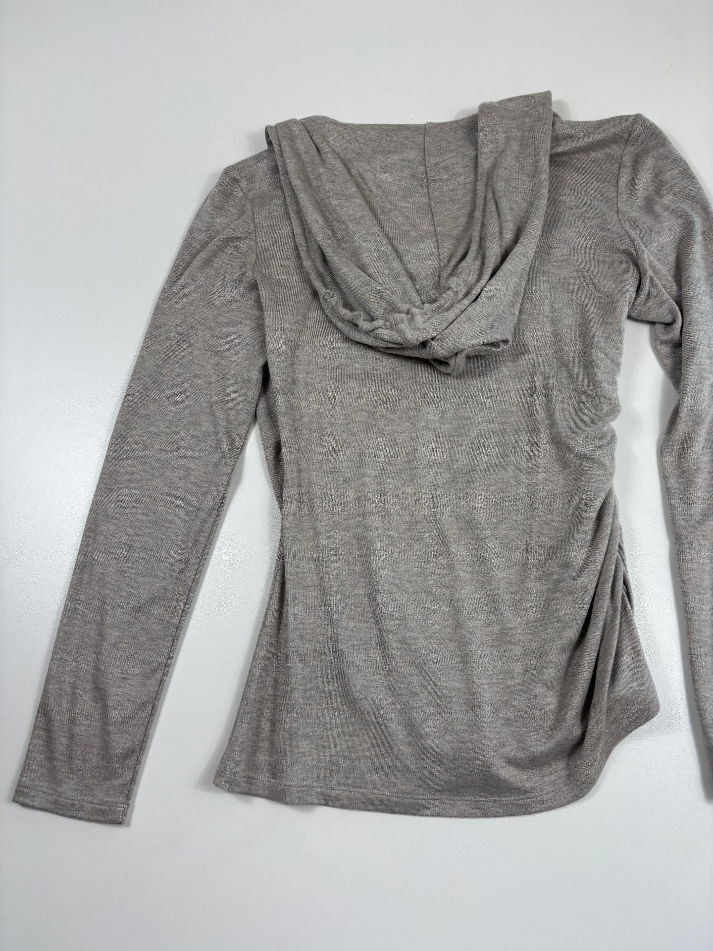 Top à capuche jersey gris chiné drapé croisé  – Ralph Lauren Purple Label – Taille L-7