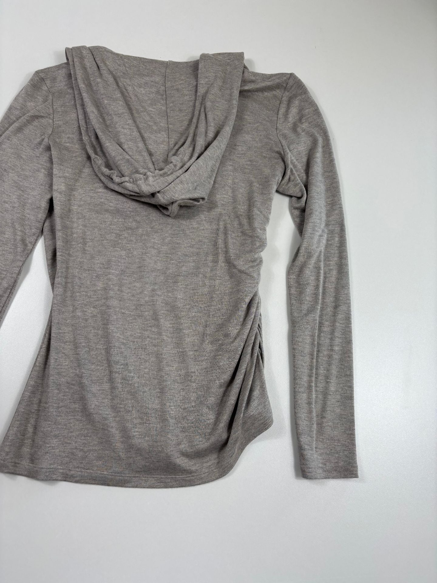 Top à capuche jersey gris chiné drapé croisé  – Ralph Lauren Purple Label – Taille L-8