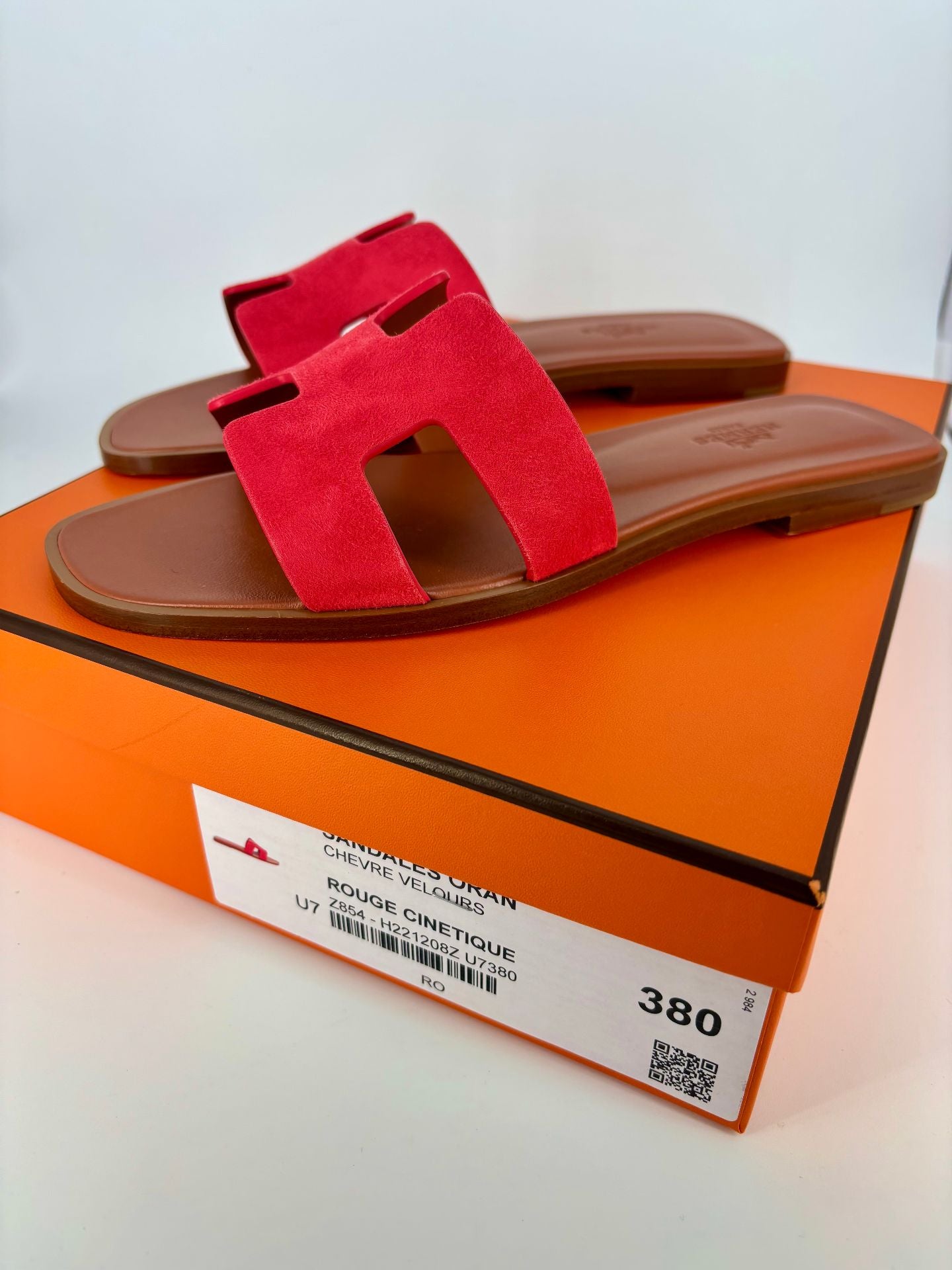 Red suede Oran sandals – Hermès - Size 38-3