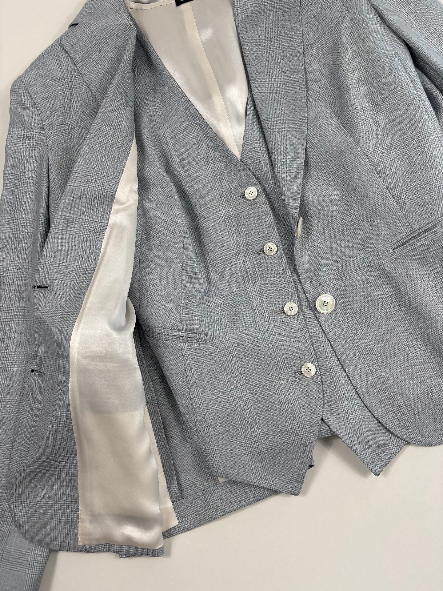 Ensemble Kiton Prince-de-Galles cachemire – Blazer et gilet – Taille 42-3