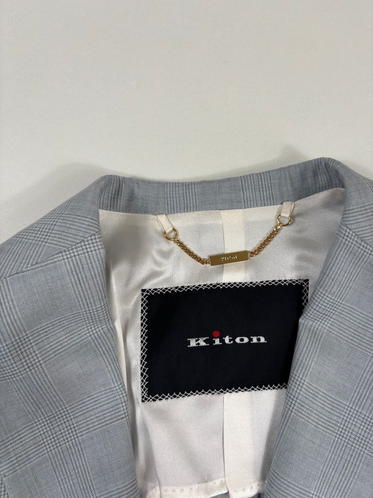 Blazer Kiton simple boutonnage Prince-de-Galles cachemire soie – Taille 42-7