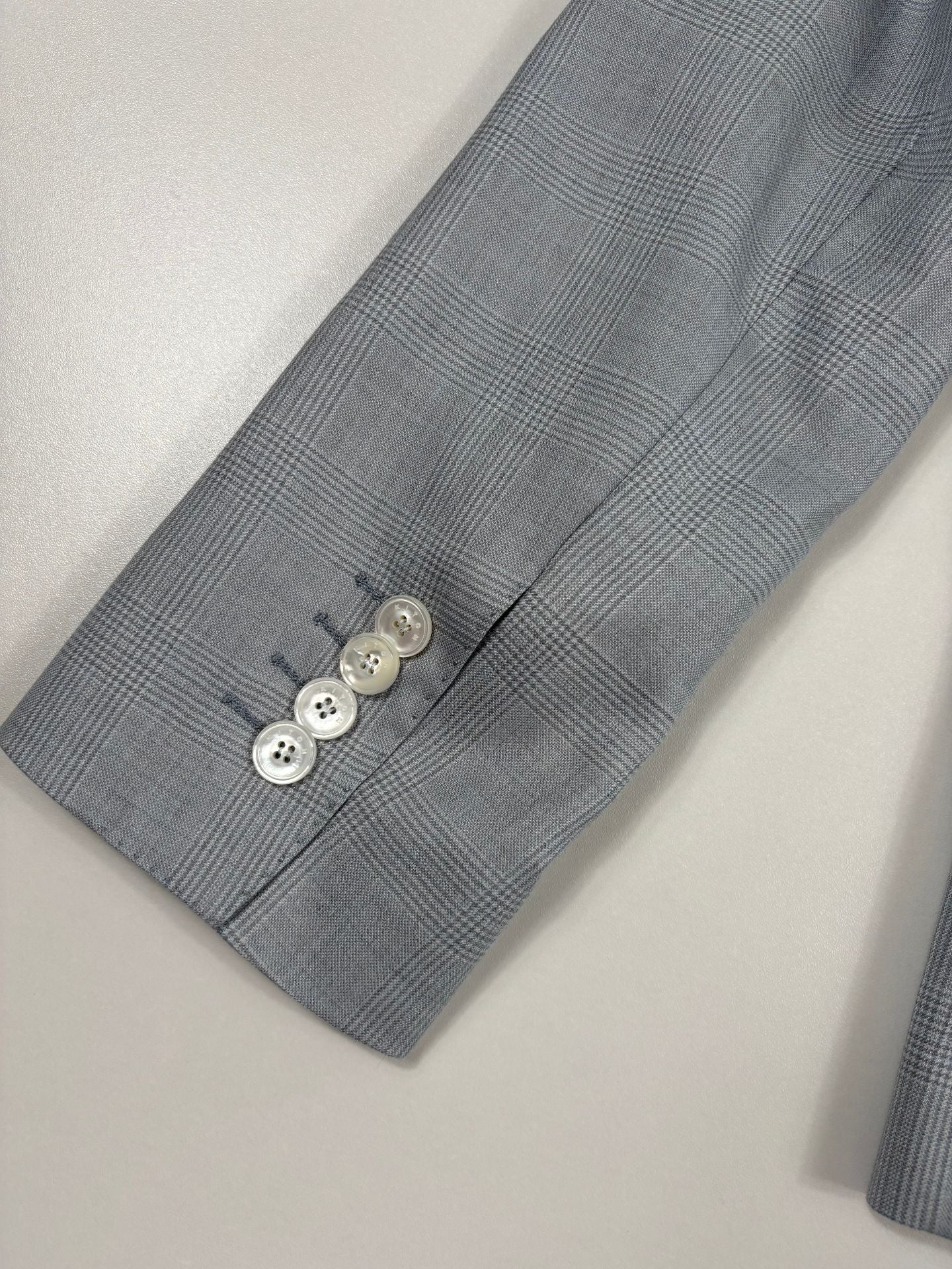 Blazer Kiton simple boutonnage Prince-de-Galles cachemire soie – Taille 42-10