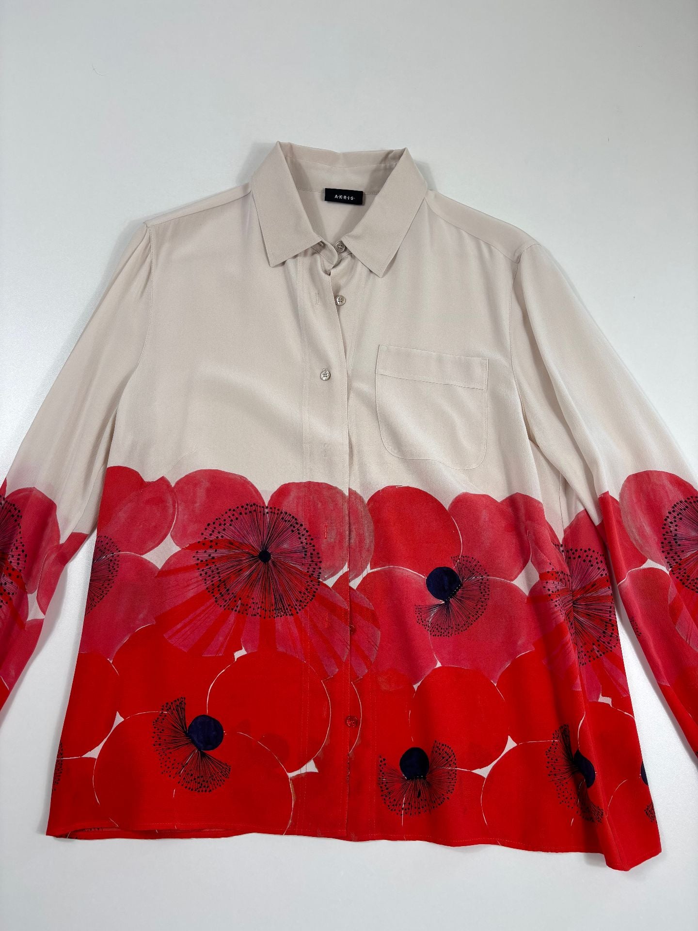 Blouse Akris crêpe de soie motif coquelicots – Taille 42-2