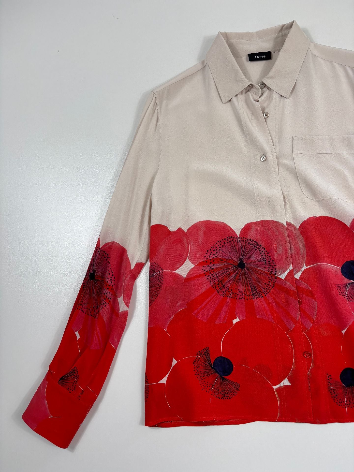 Blouse Akris crêpe de soie motif coquelicots – Taille 42-3
