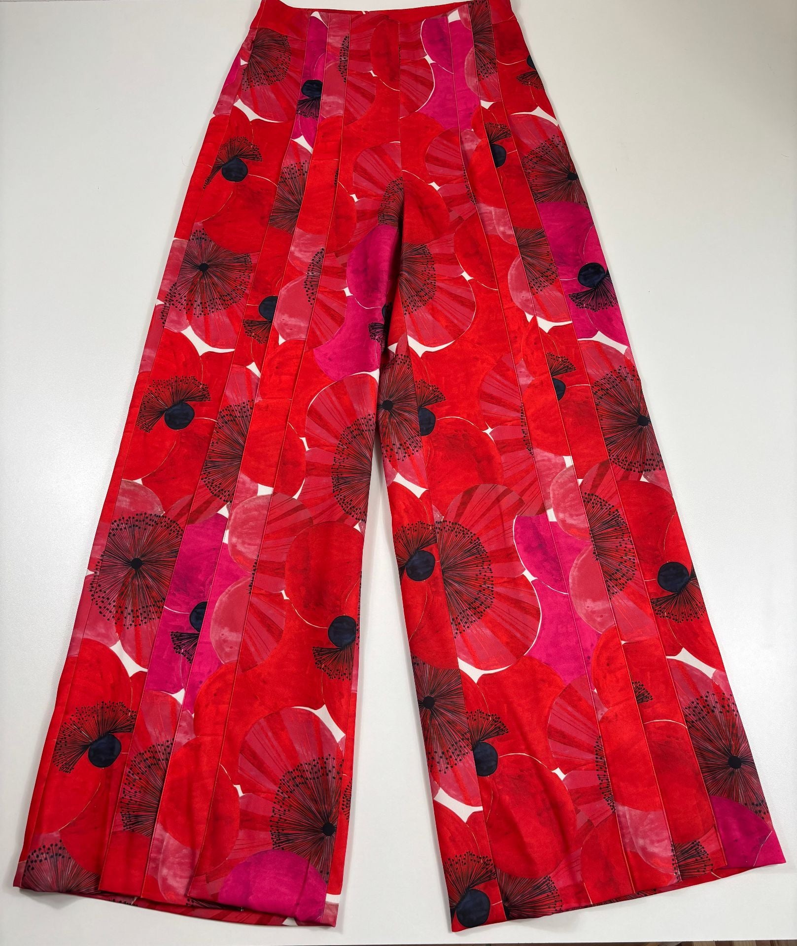 Pantalon Akris Florine imprimé coquelicots coupe droite – Taille 38-2