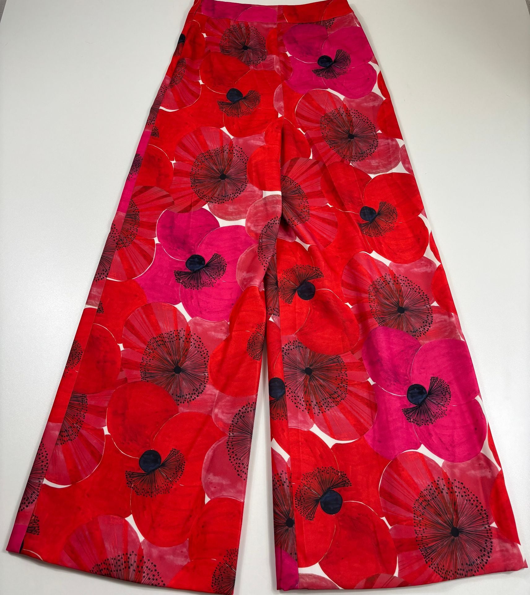 Pantalon Akris Florine imprimé coquelicots coupe droite – Taille 38-8