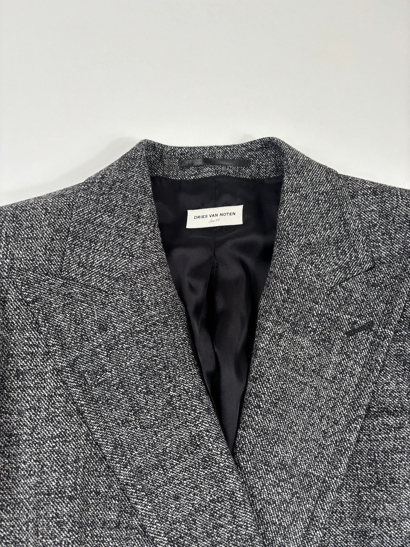 Ensemble Dries Van Noten tweed gris chiné – Blazer et jupe droite – Tailles 44/42-5