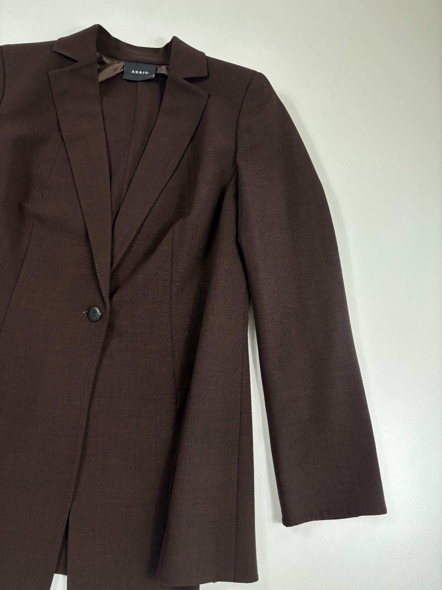 Ensemble Akris marron chocolat – Blazer et pantalon flare – Tailles 44/40-3