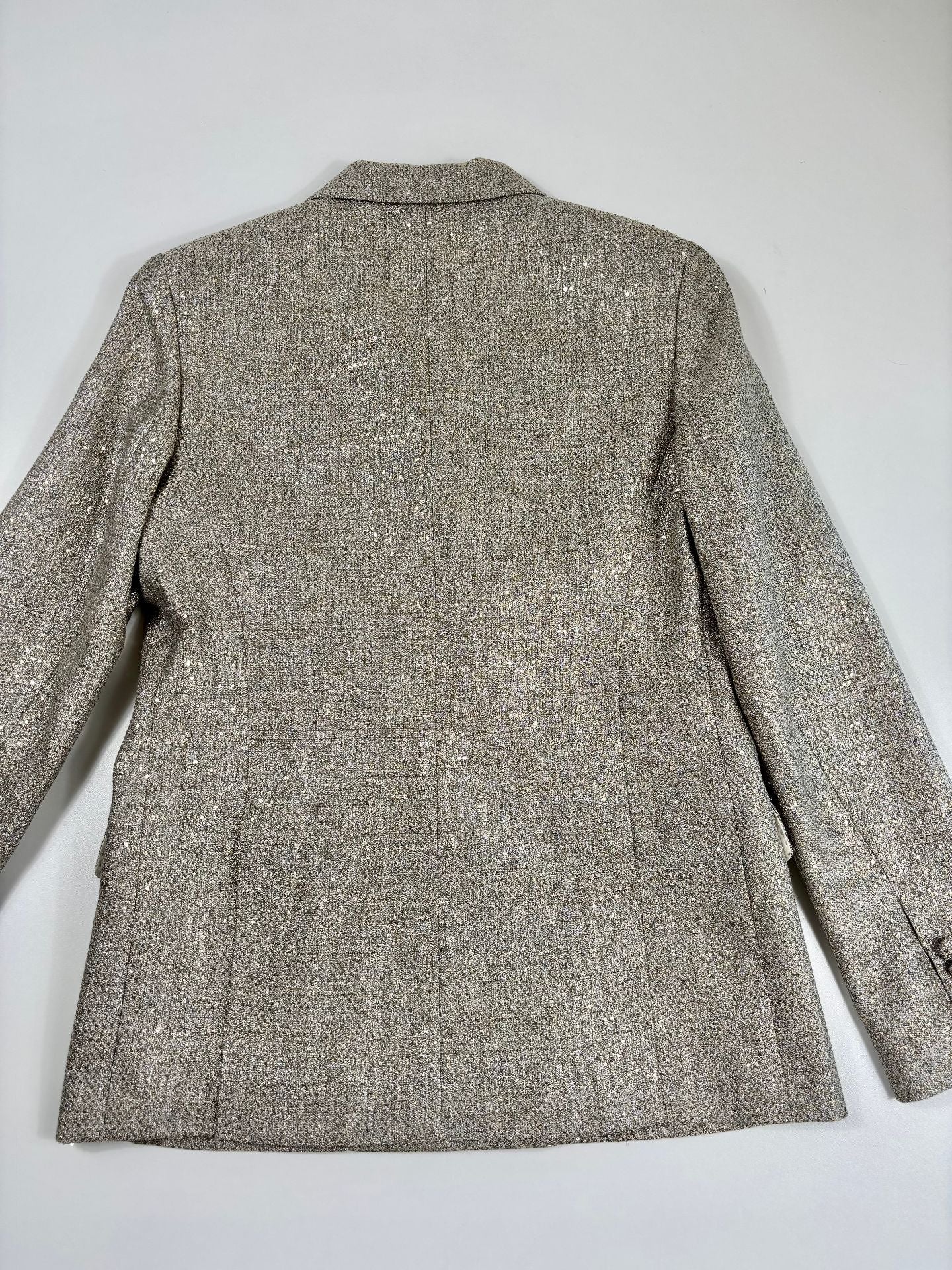 Blazer double boutonnage paillettes dorées tissées revers cranté – Kiton – Taille 42-8