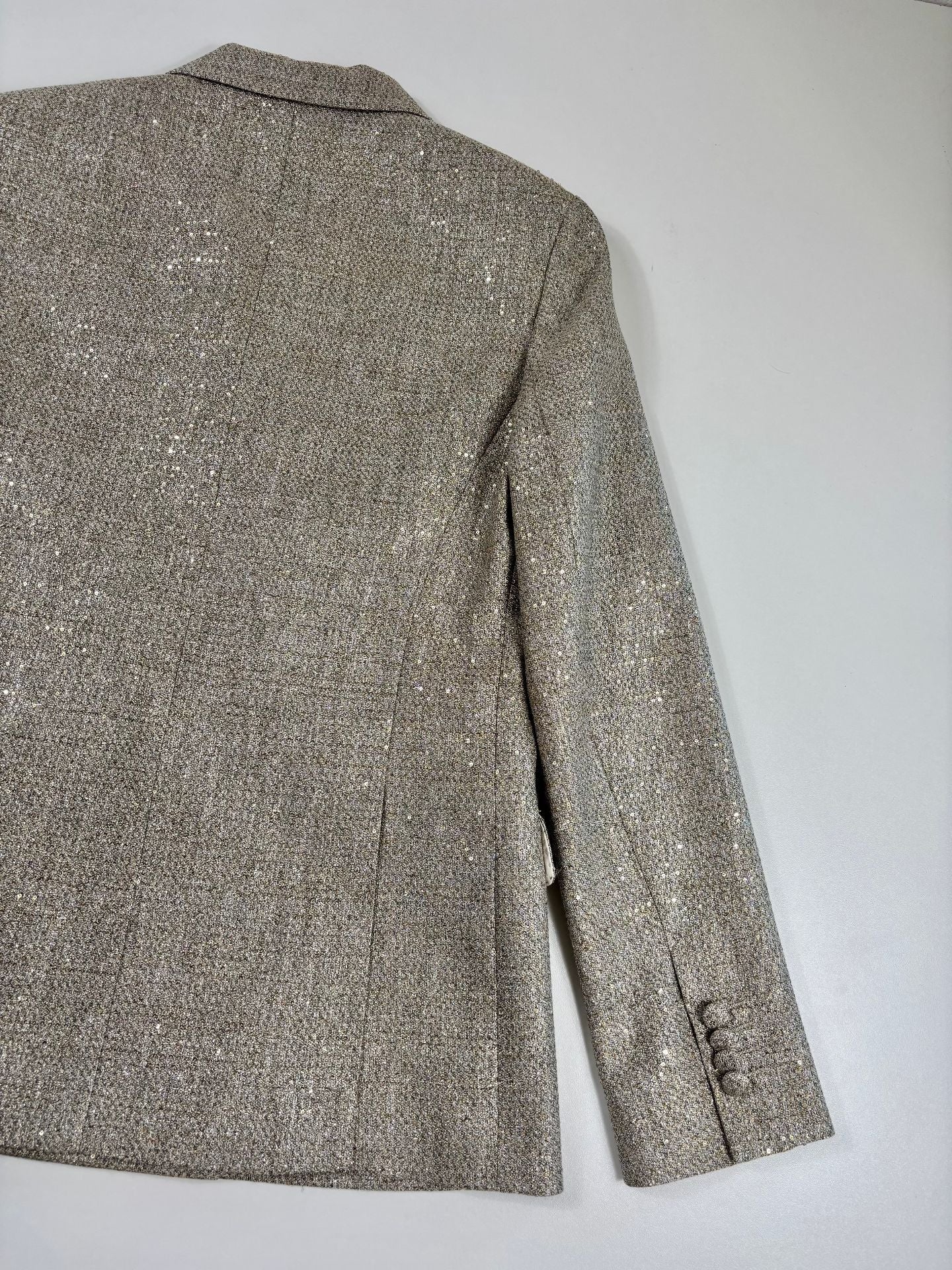 Blazer double boutonnage paillettes dorées tissées revers cranté – Kiton – Taille 42-9