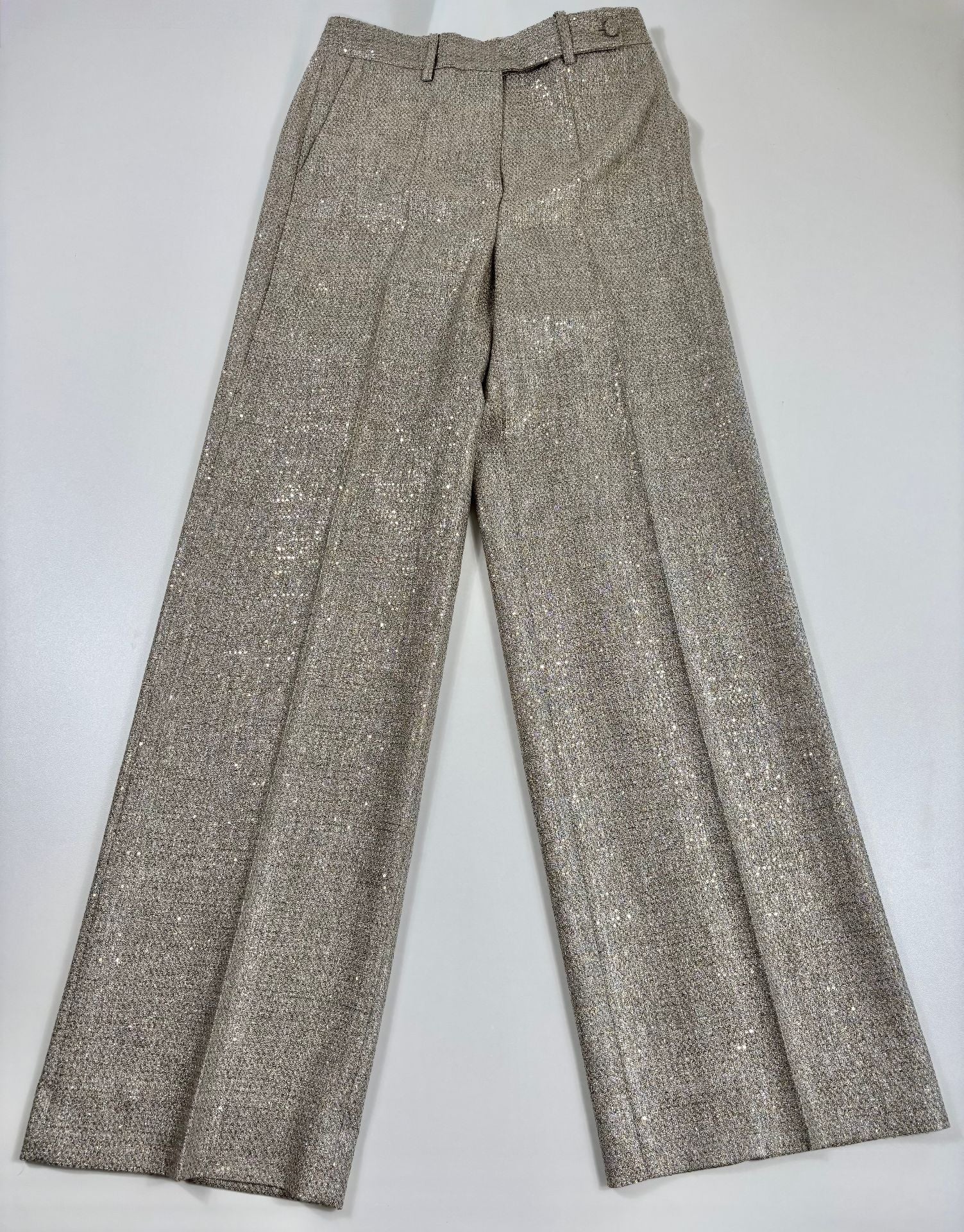 Pantalon droit lamé doré coupe fluide – Kiton – Taille 42-2