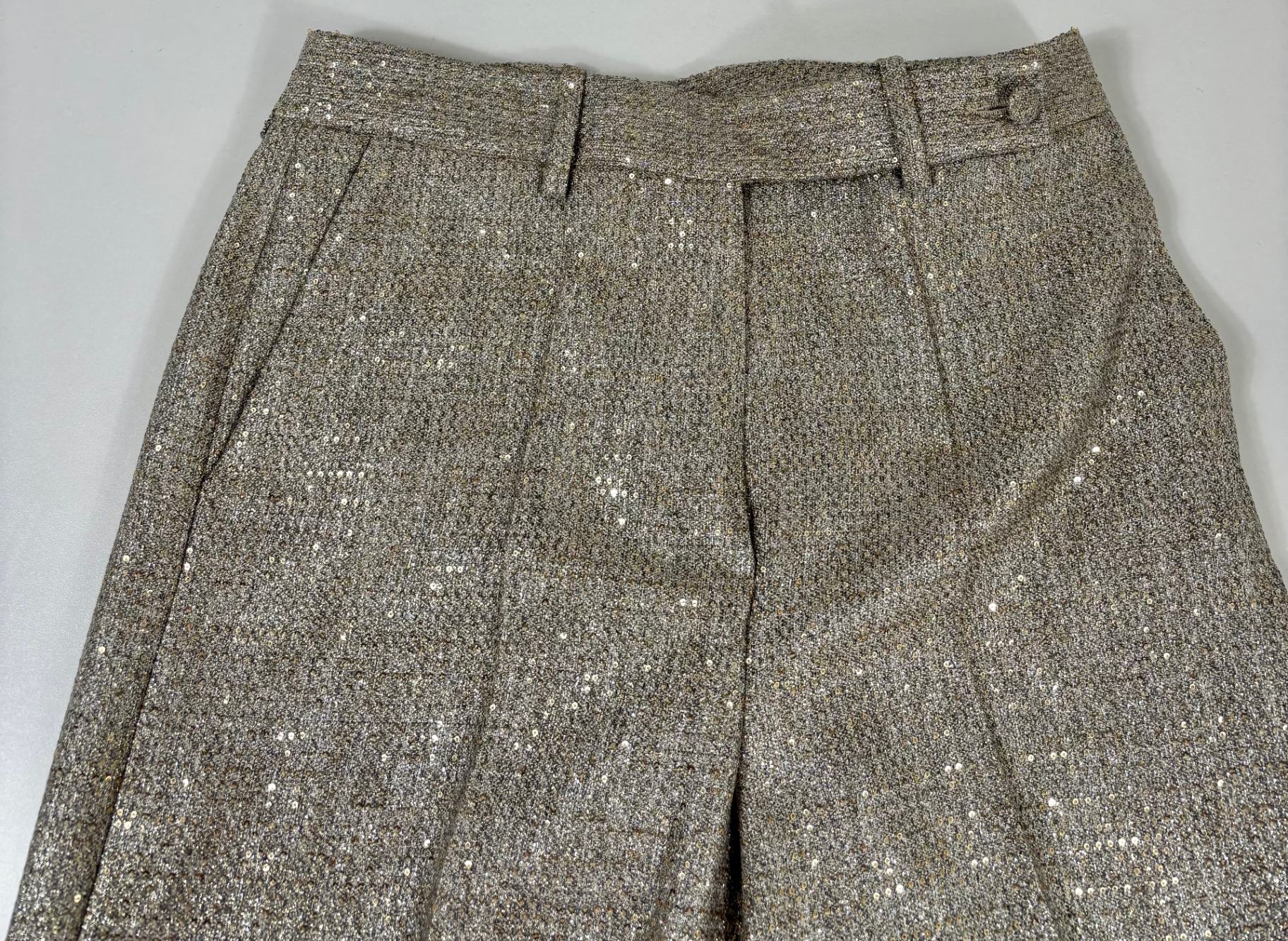 Pantalon droit lamé doré coupe fluide – Kiton – Taille 42-4