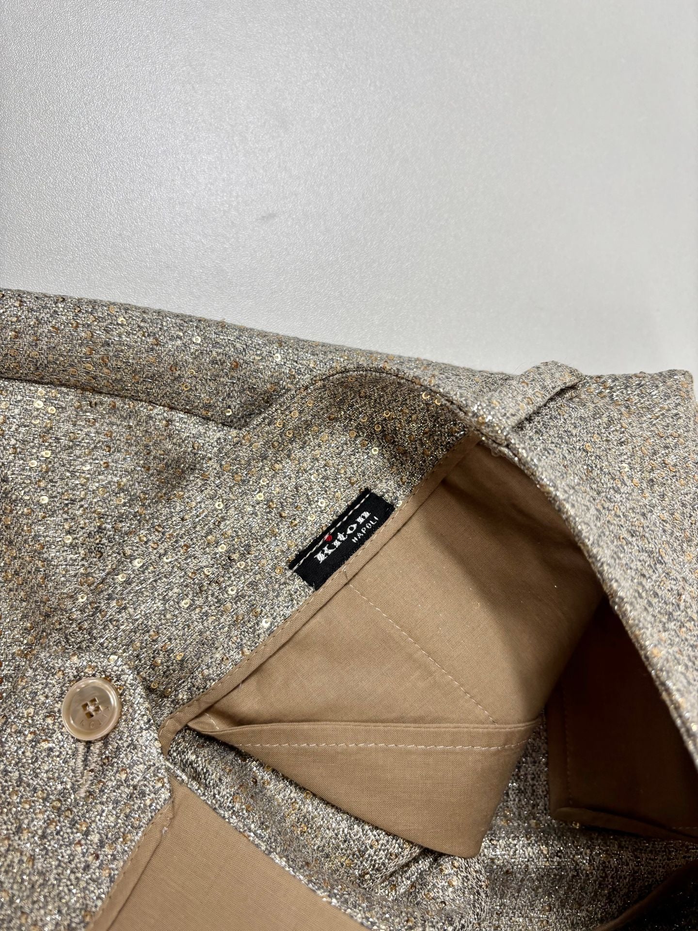 Pantalon droit lamé doré coupe fluide – Kiton – Taille 42-5